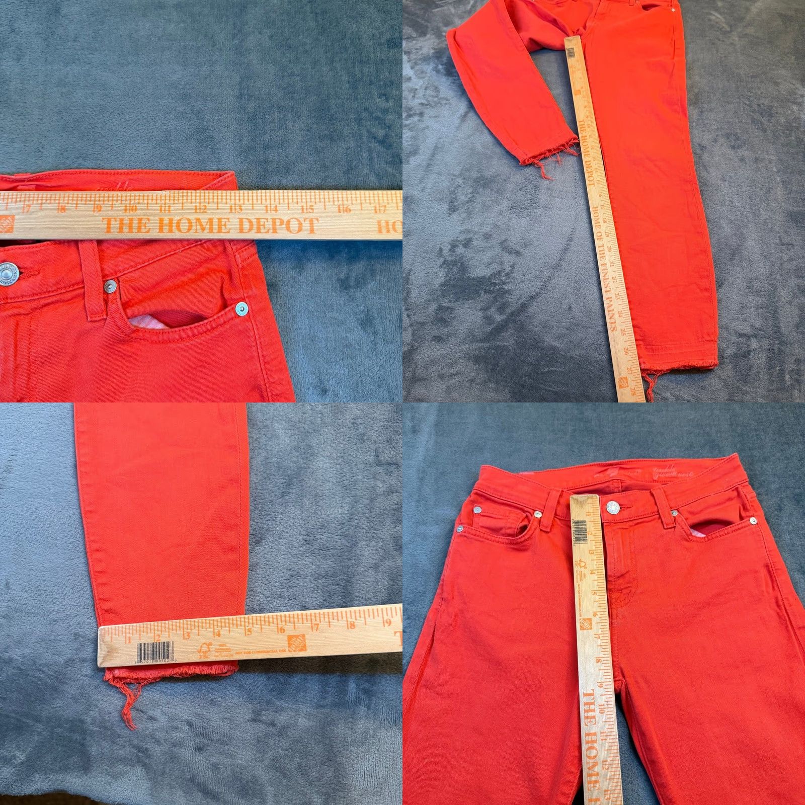 7 For All Mankind 7 For All Mankind Jeans Ankle Guinevere Skinny Red 26 Womens 27 Inseam Crop Raw Hem Stretch Pocket Cotton Spandex Denim Size 26" / US 2 / IT 38 - 8 Thumbnail