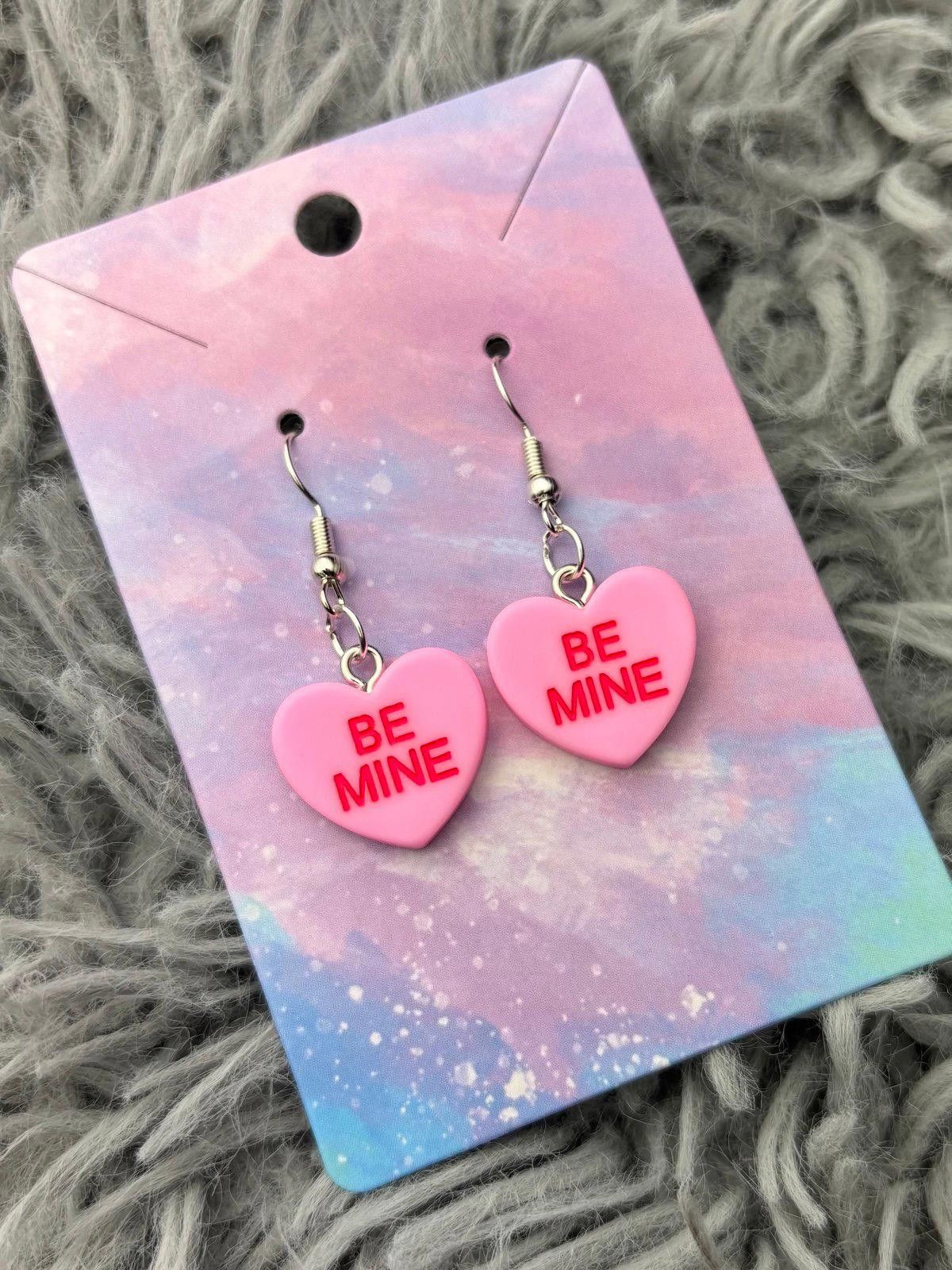 Handmade Pink Heart valentines sweethearts earrings Size ONE SIZE - 1 Preview