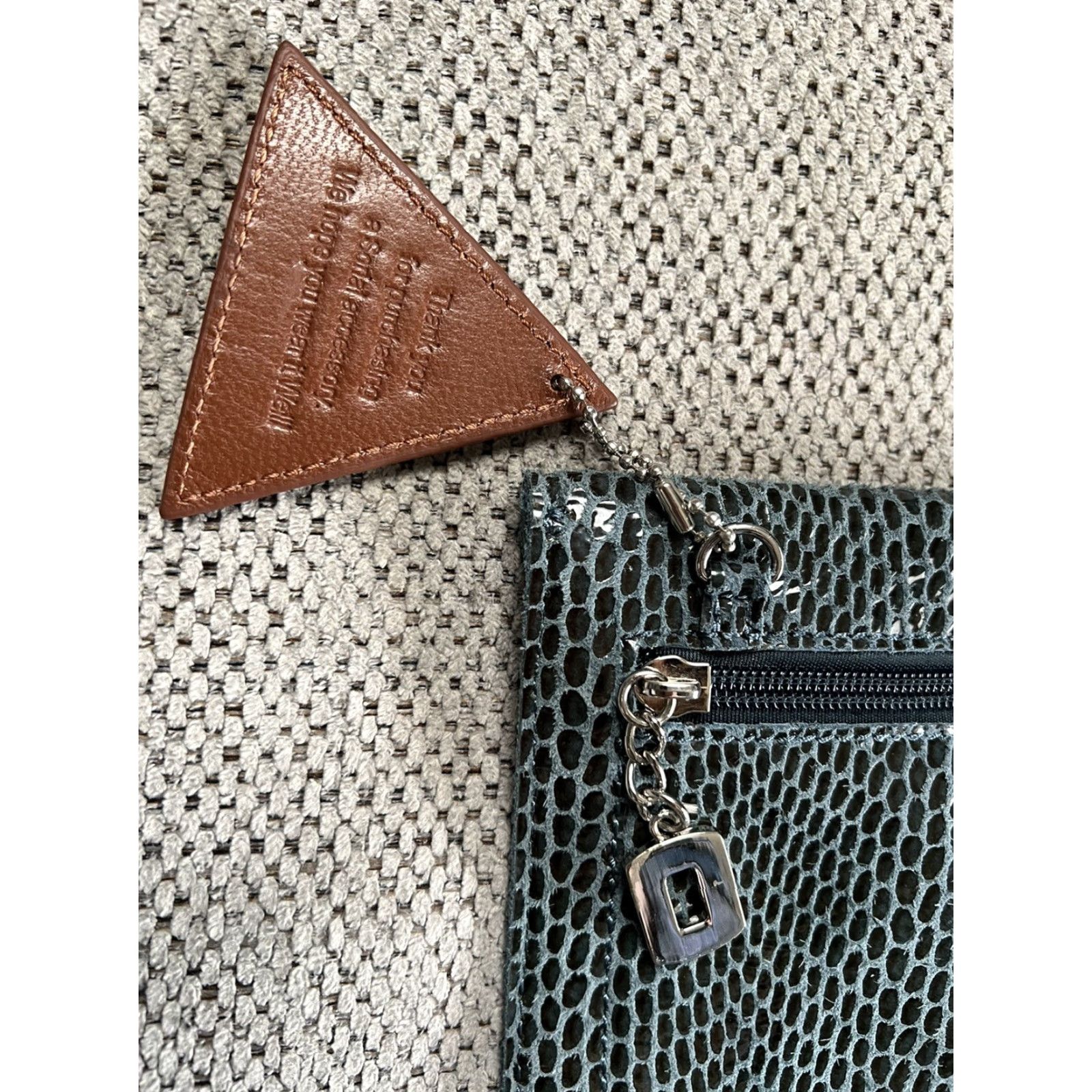 Vintage **SORIAL Coco Rubina Denim Snake Embossed Leather Clutch** User: **SORIAL Coco Rubina Denim Snake Embossed Leather Medium Clutch** Size ONE SIZE - 3 Thumbnail