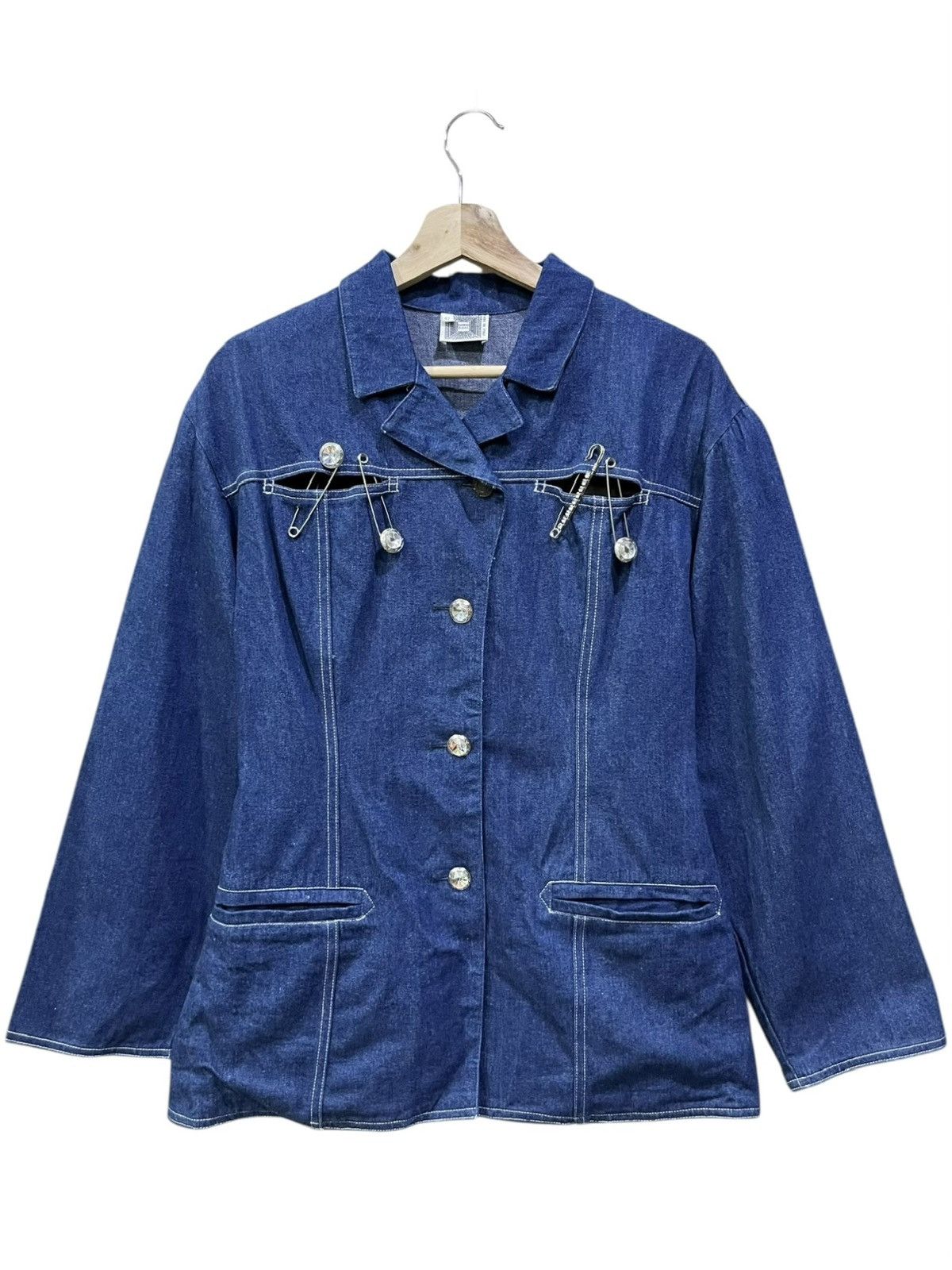 Italia Independent 🔥Ivano Boni Safety Pin Denim Jacket Avant Italy Size S / US 4 / IT 40 - 3 Thumbnail
