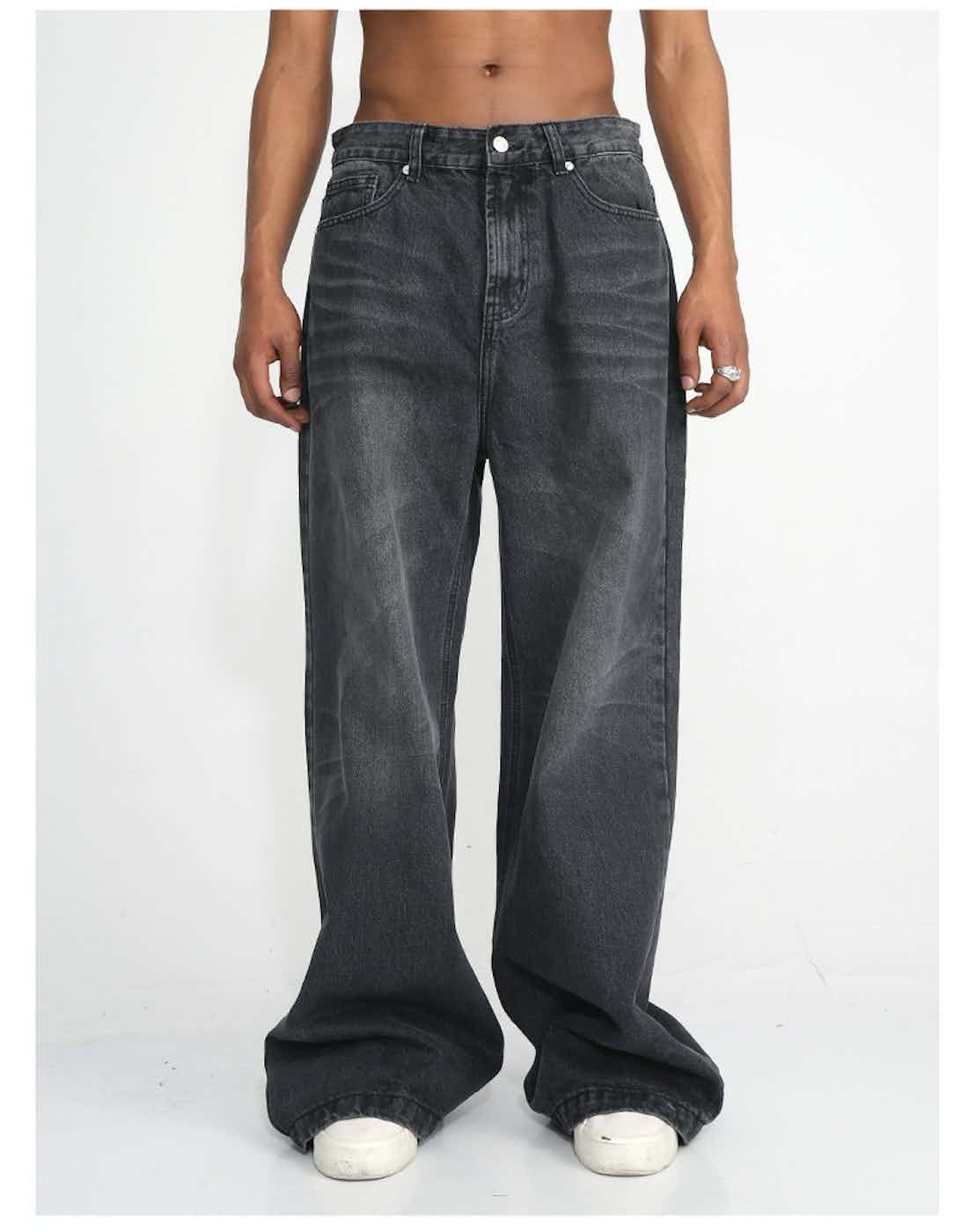retro washed faded bootcut baggy flared jeans