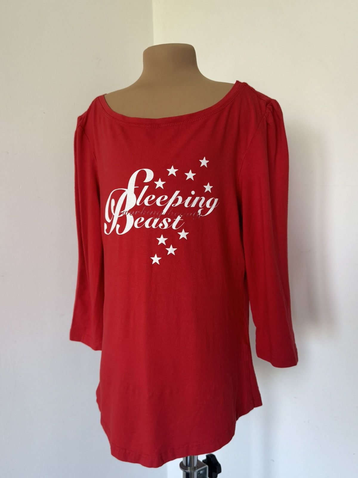 W L.T. Sleeping Beast red longsleeve shirt