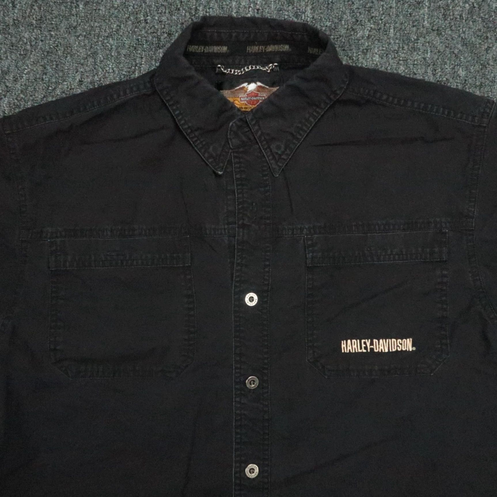 Harley Davidson VINTAGE Harley-Davidson Shirt Mens Medium Short Sleeve Cotton Black Motorcycle 80s Size US M / EU 48-50 / 2 - 3 Thumbnail