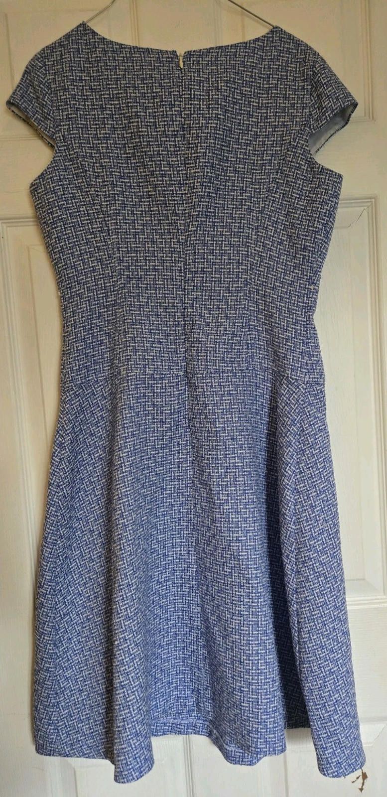 Nice Collective 9 & CO Midi Dress Size 6 Blue White Tweed Fit And Flare A Li Size M / US 6-8 / IT 42-44 - 4 Thumbnail