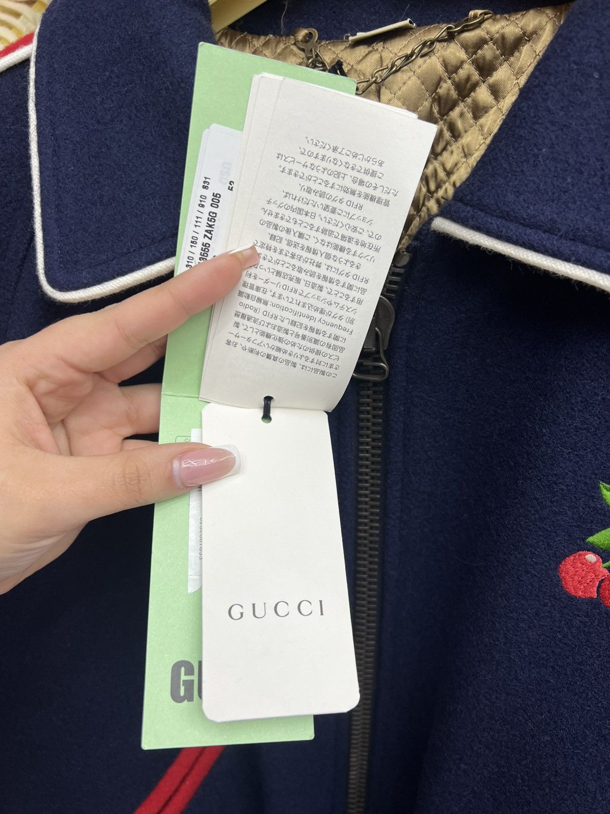 Gucci Gucci Cherry Navy Bomber Jacket Size US M / EU 48-50 / 2 - 17 Thumbnail