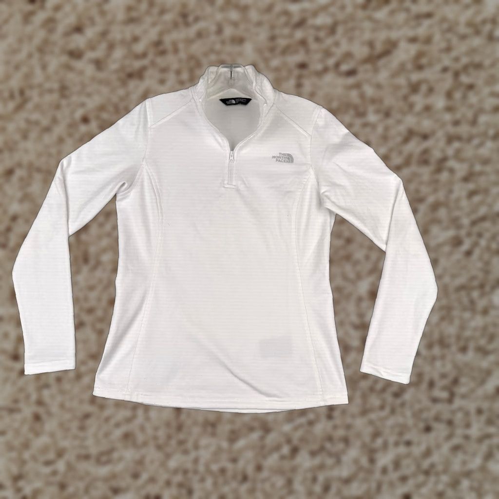 The North Face The North Face Sweater Women Small Petite White 1/4 Zip Vaporwick 100% Polyester Size S / US 4 / IT 40 - 1 Thumbnail