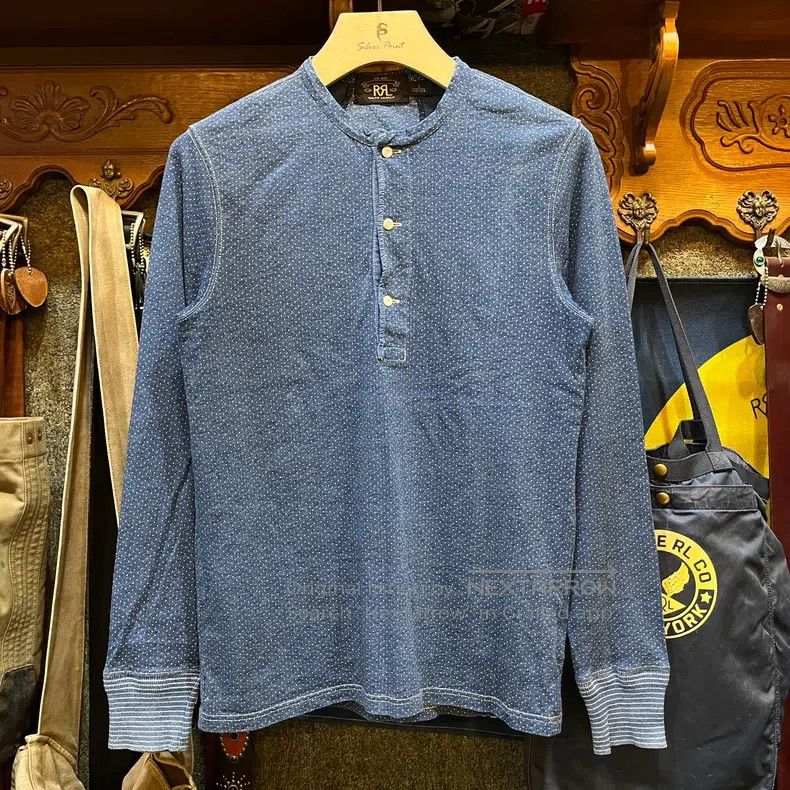 RRL Ralph Lauren RRL Ralph Lauren Blue dyed Henry shirt base shirt Size US S / EU 44-46 / 1 - 1 Thumbnail