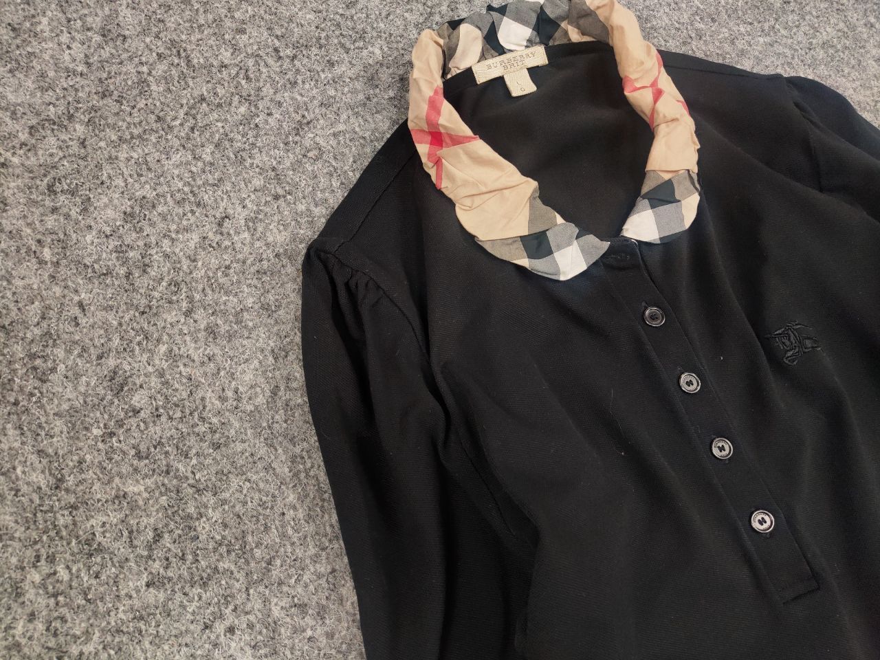 Burberry Burberry London Classic Black Cotton Long Sleeve Nova Check Size L / US 10 / IT 46 - 7 Thumbnail