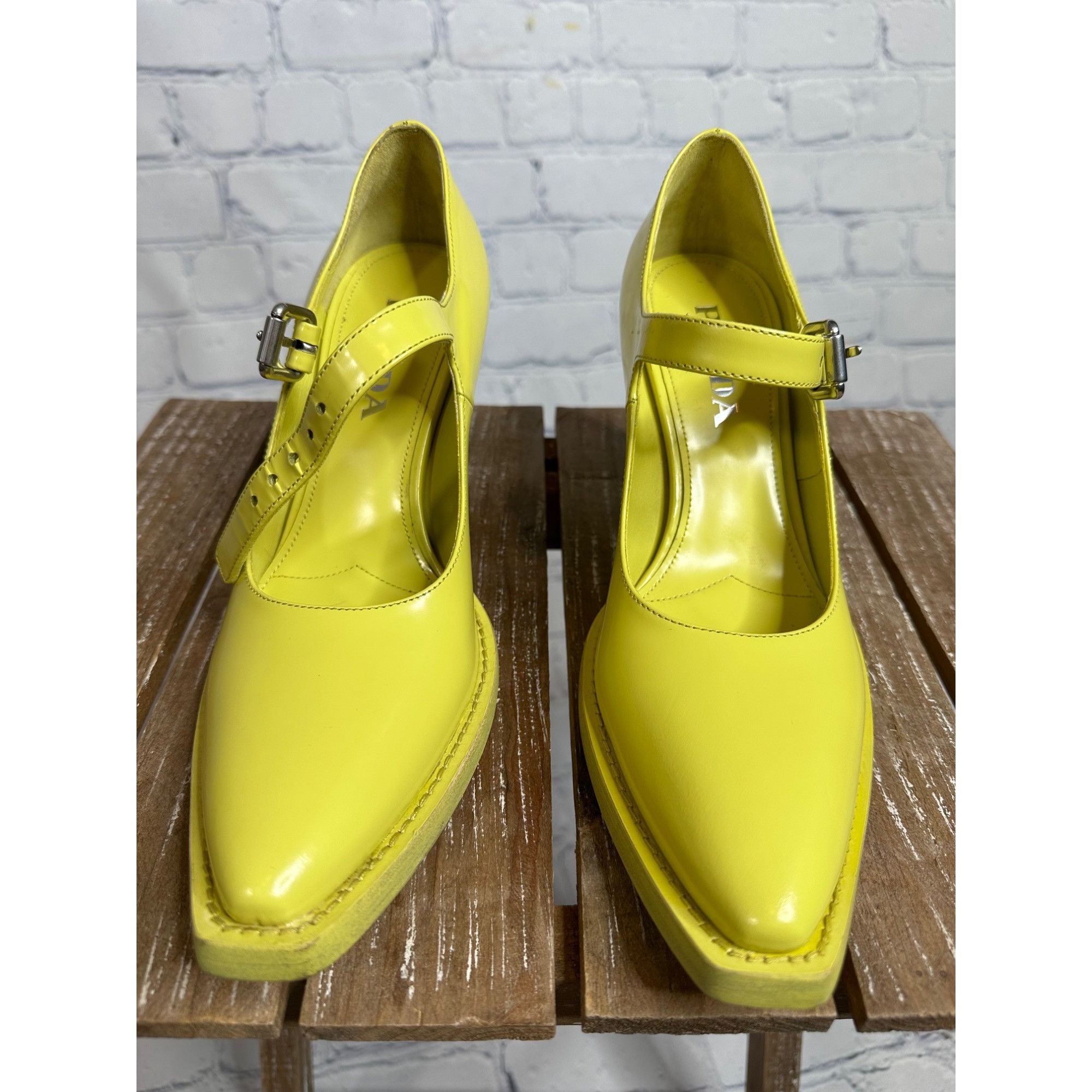 Prada Prada Logo Leather Buckled High Heel Pumps Size US 6.5 / IT 36.5 - 2 Thumbnail