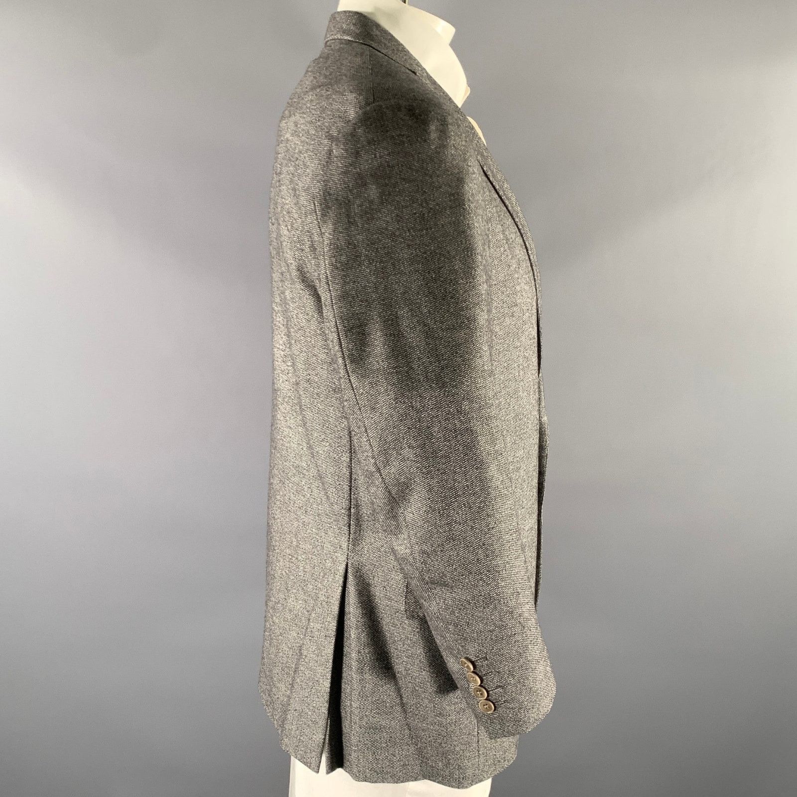 Ermenegildo Zegna ERMENEGILDO ZEGNA 44 Grey Black Marled Wool Blend Sport Coat Size 54R - 2 Thumbnail