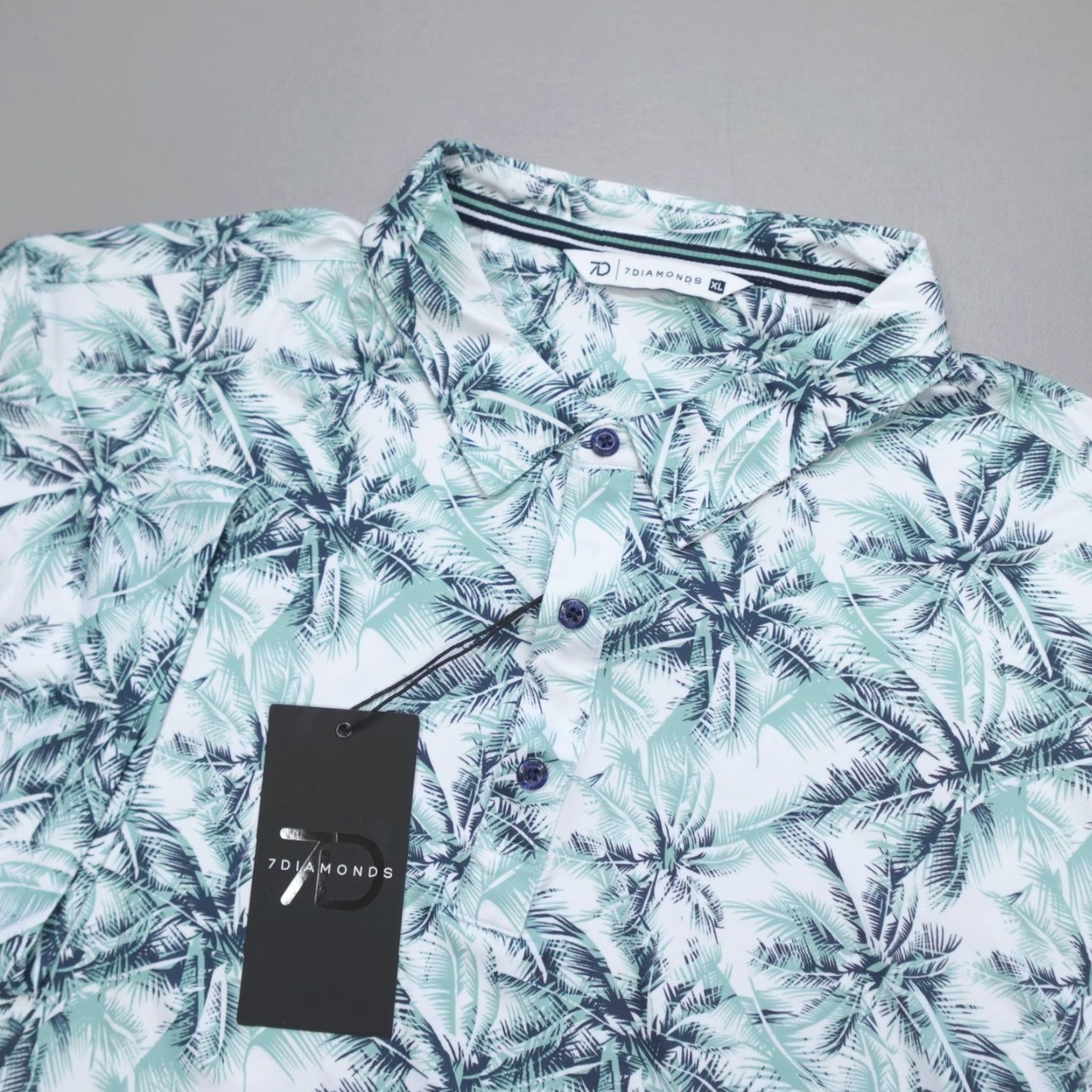 Vintage 7 Diamonds Nido Polo Shirt Golf Wicking Anti-Microbial Palm Print Men's Size XL Shirt Size US XL / EU 56 / 4 - 2 Thumbnail