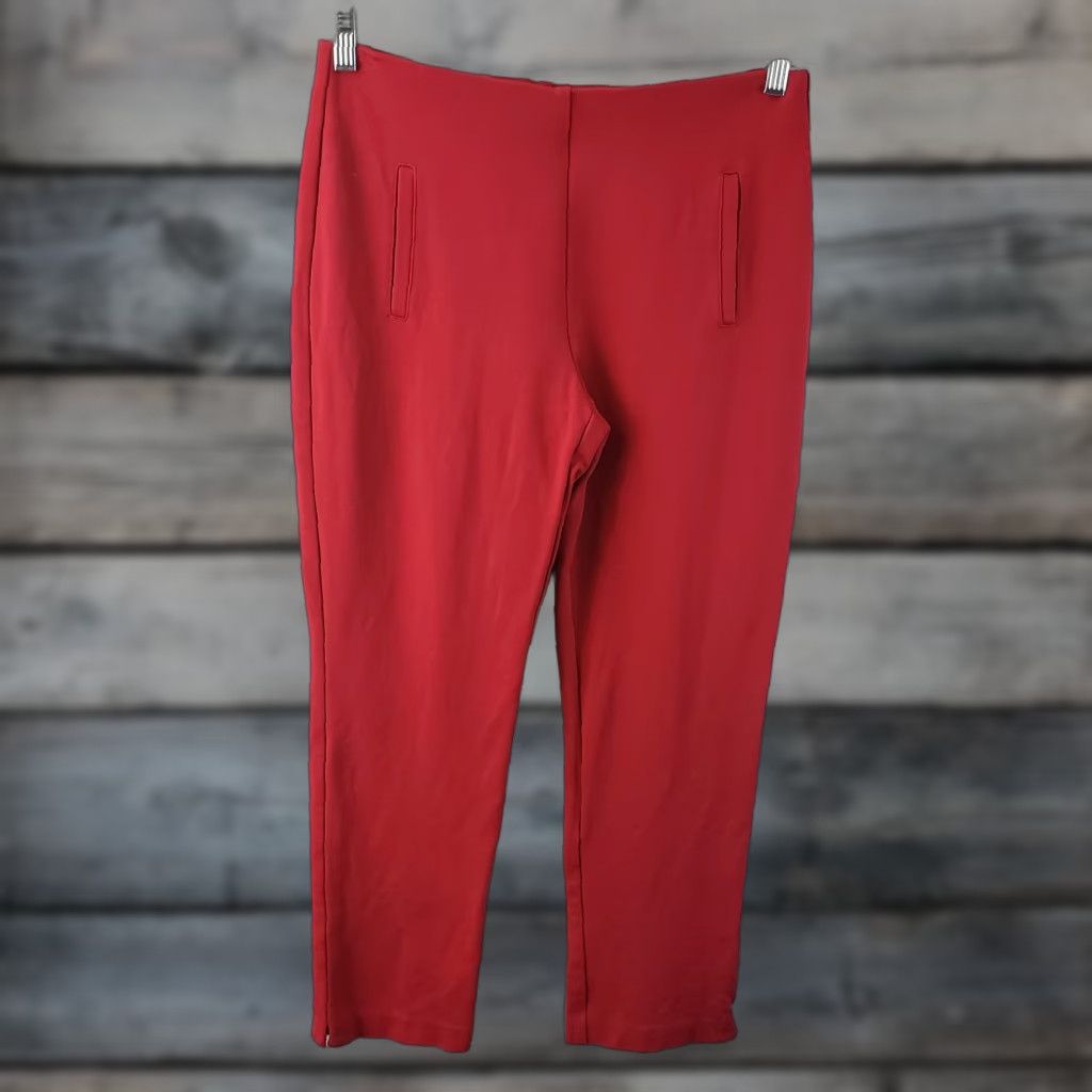 Vintage Chico's Womens Cropped Pants Sz 6 Red Mid Rise Rayon Blend Pull On Flat Front Cropped 26 Inseam Size 28" / US 6 / IT 42 - 1 Thumbnail