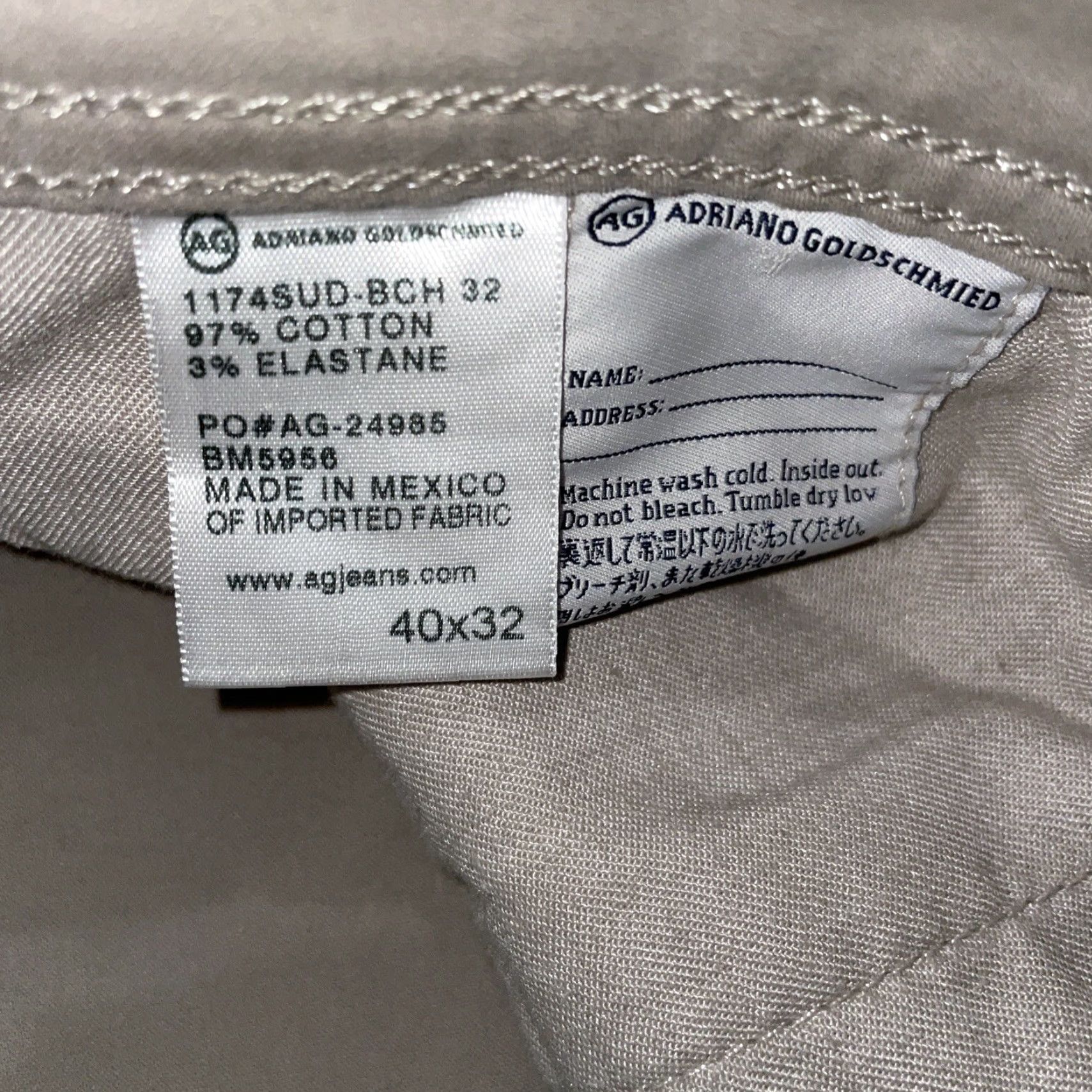 Vintage AG Adriano Goldschmied The Graduate Beige Pants Mens 40x32 Chino Regular Beige 40 32 Mens Size US 40 / EU 56 - 3 Thumbnail