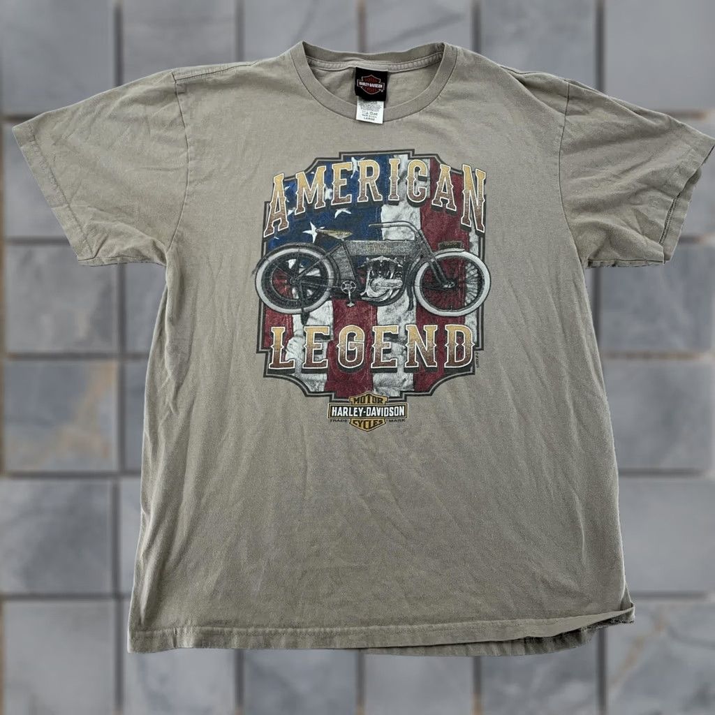 Harley Davidson Harley-Davidson T-Shirt Mens L Tan USA Graphic Print Crew Neck Short Sleeve 100% Cotton Vintage: No Size US L / EU 52-54 / 3 - 1 Thumbnail