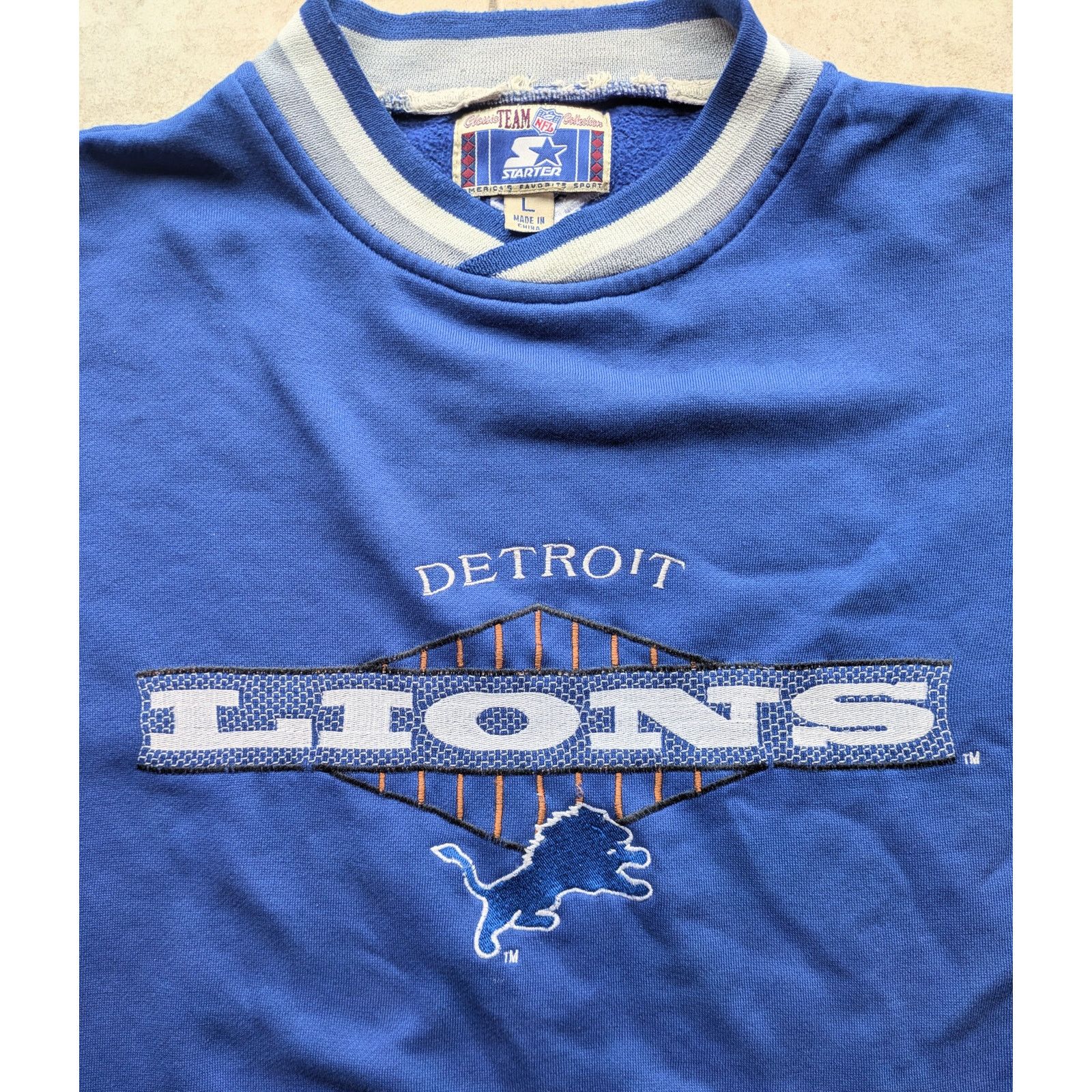 NFL × Starter Detroit Lions 90s STARTER crew logo pullover L Team NFL vtg Size US L / EU 52-54 / 3 - 2 Thumbnail