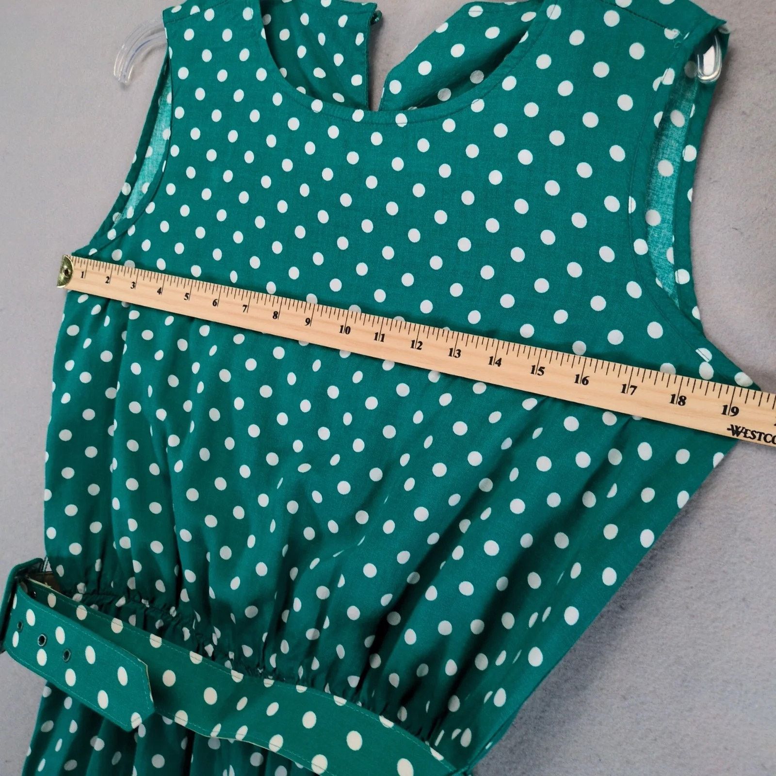 Blair Vtg Blair Boutique Green Polka Dot Midi Dress, Matching Belt Size XL / US 12-14 / IT 48-50 - 6 Thumbnail