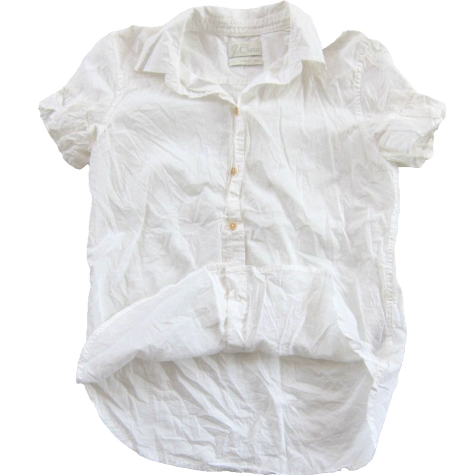 J.Crew J.CREW Blouse Short Sleeve Collared Button Down White 100% Cotton Ruffle Basic Lightweight Vintage Style 2 Womens Size XS / US 0-2 / IT 36-38 - 4 Thumbnail