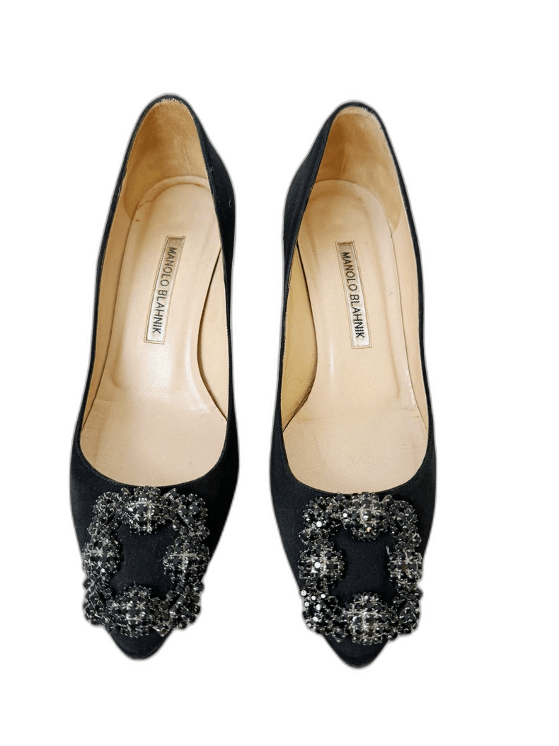 Jimmy Choo Manolo Blahnik MB Crystal Buckle Pumps Size US 7 / IT 37 - 1 Thumbnail