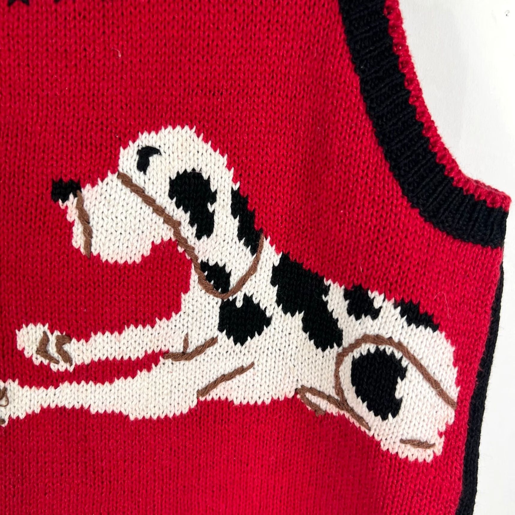 Vintage VINTAGE Capacity Women's Vest Adult Medium Black Dog Bone Knit Sleeveless V-Neck Womens Size M / US 6-8 / IT 42-44 - 2 Thumbnail
