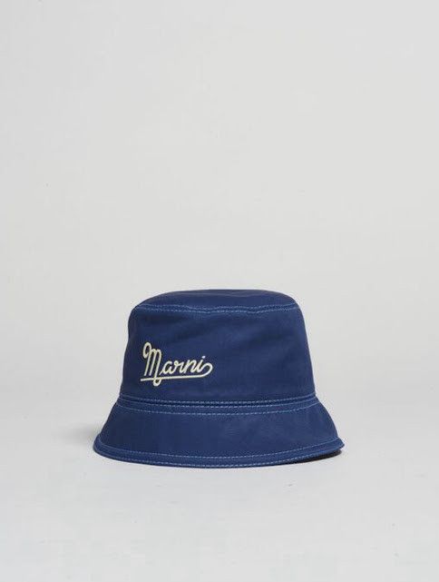 Marni o1w1db11024 Size: OS / Embroidered Logo Bucket Hat in Blue Size ONE SIZE - 1 Preview