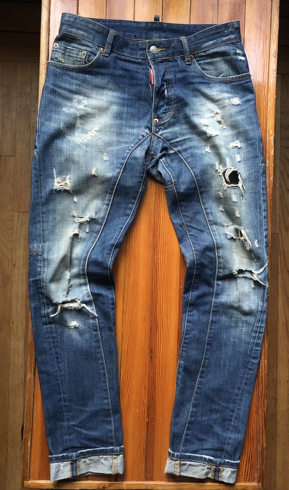 Dsquared2 DSQUARED2 Crazy Distressed Anchor Biker Jeans Size US 31 - 7 Thumbnail