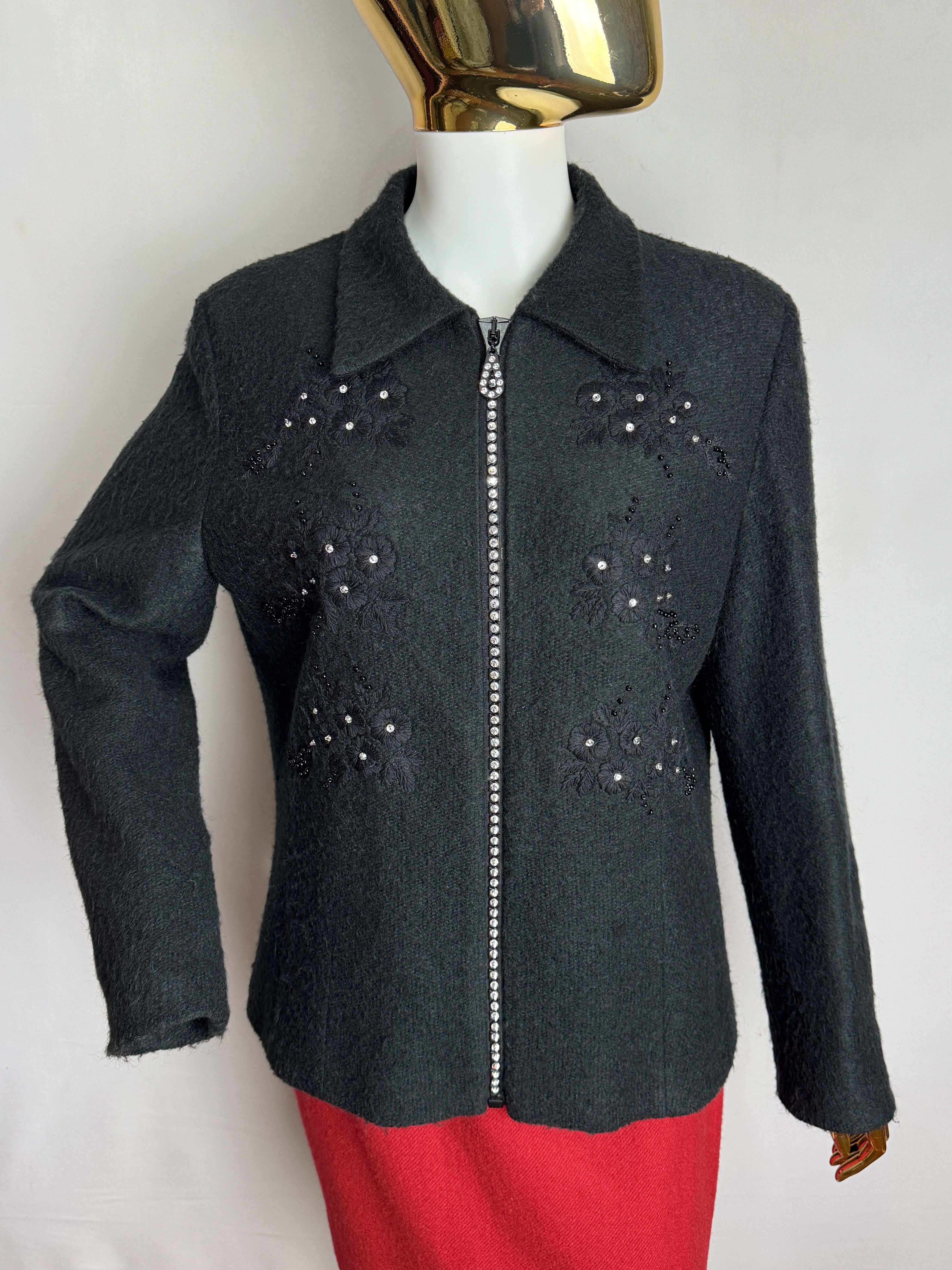 Swarovski Vintage Swarovski embellished women’s wool-mohair jacket Size L / US 10 / IT 46 - 1 Thumbnail