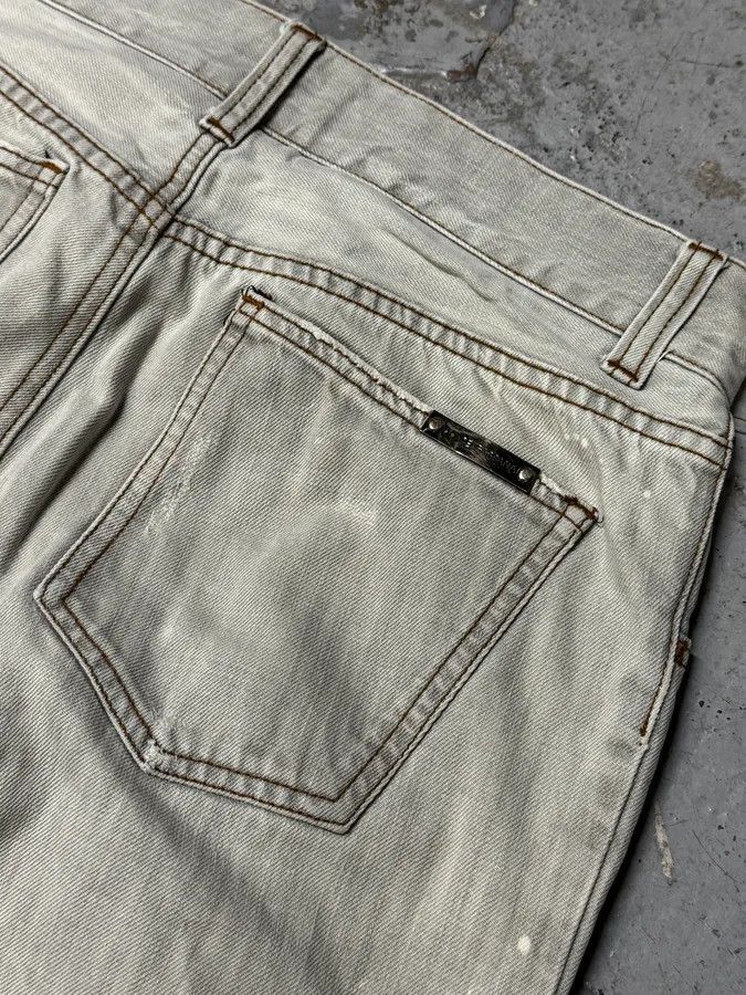 Dolce & Gabbana 2000s Dolce & Gabbana Distressed Painted Grey Denim Jeans Size US 32 / EU 48 - 4 Thumbnail