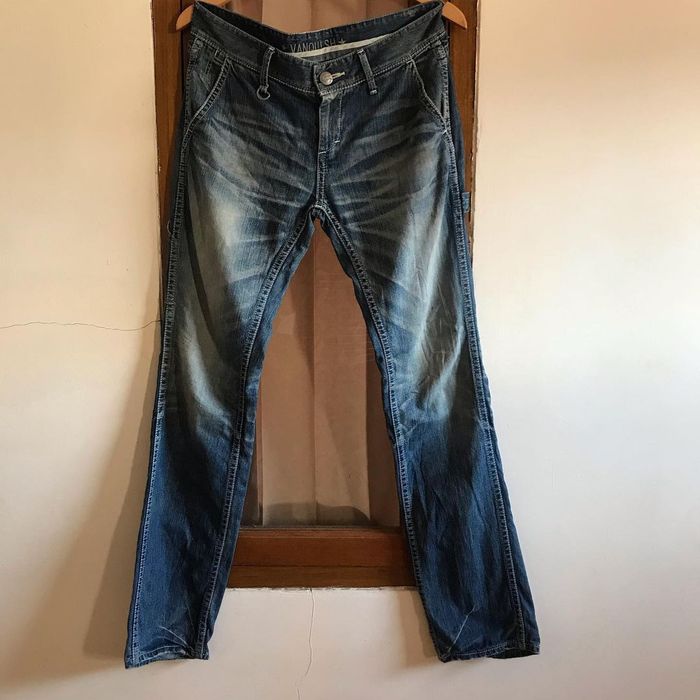 Vintage VANQUISH Gold faded blue jeans | Grailed