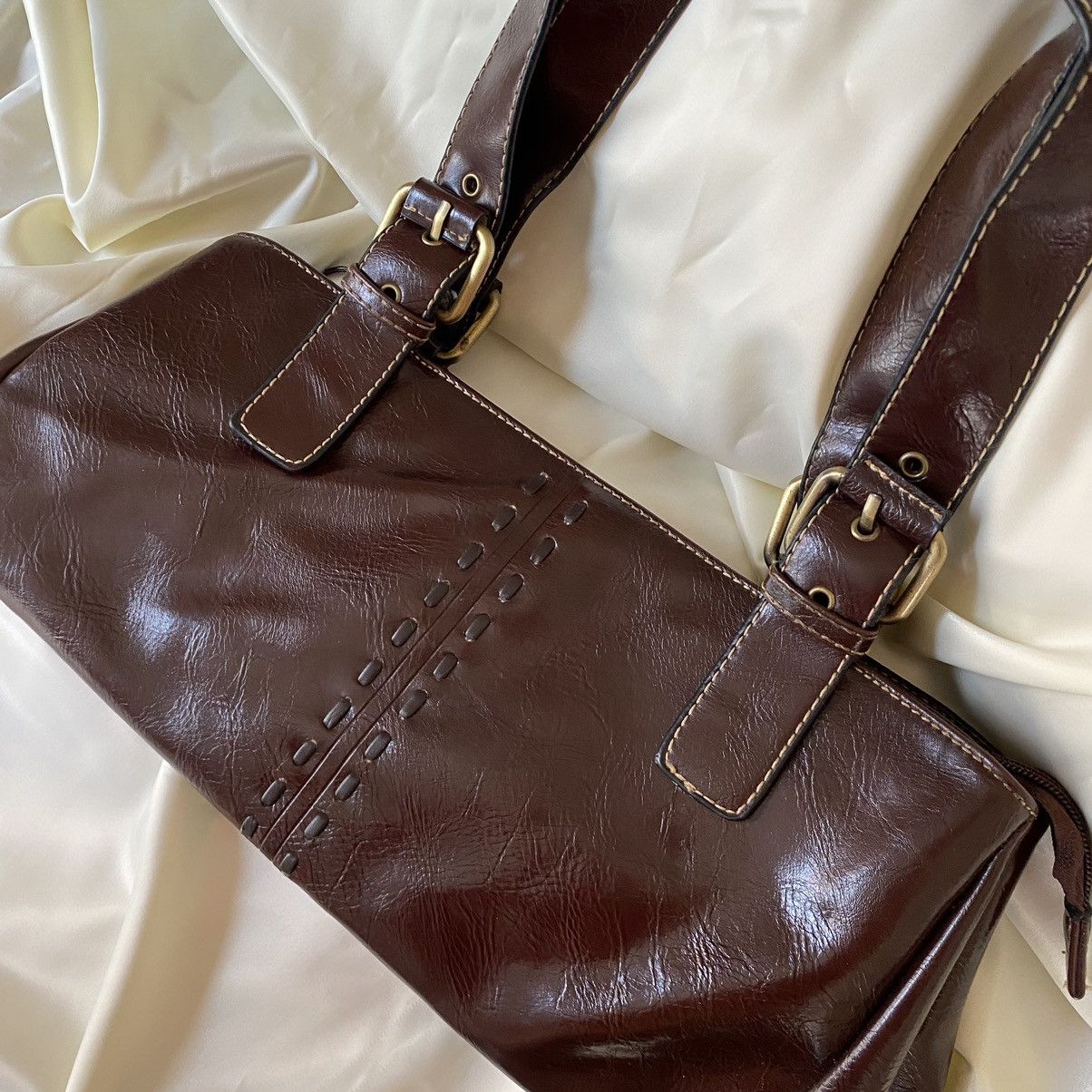 Vintage Vintage brown leatherette shoulder bag Size ONE SIZE - 5 Thumbnail