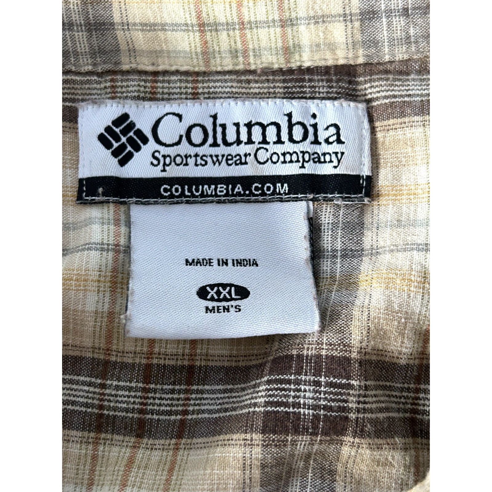 Vintage Columbia Men's 2XL Shirt Short Sleeve Button Plaid Brown Yellow Size US XXL / EU 58 / 5 - 5 Thumbnail