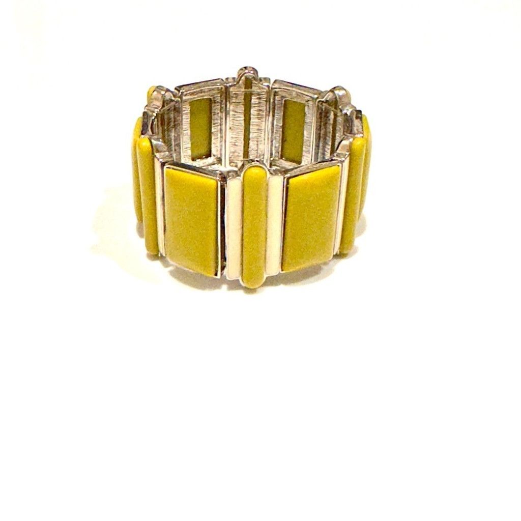 White House Black Market WHBM Mustard Yellow & Ivory Stretch Bracelet | NWT Size ONE SIZE - 2 Thumbnail