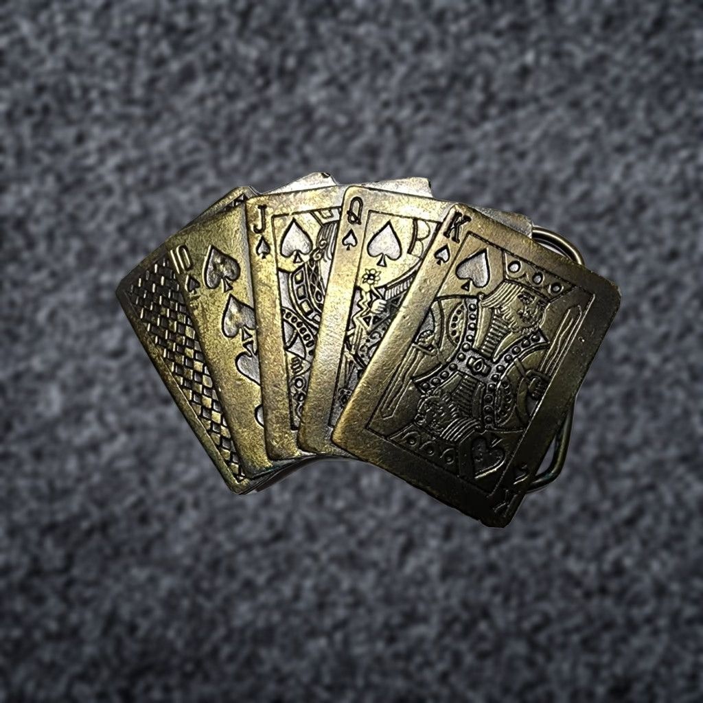 Vintage Vintage Royal Flush Cards Poker Brass Belt Buckle Size ONE SIZE - 1 Thumbnail