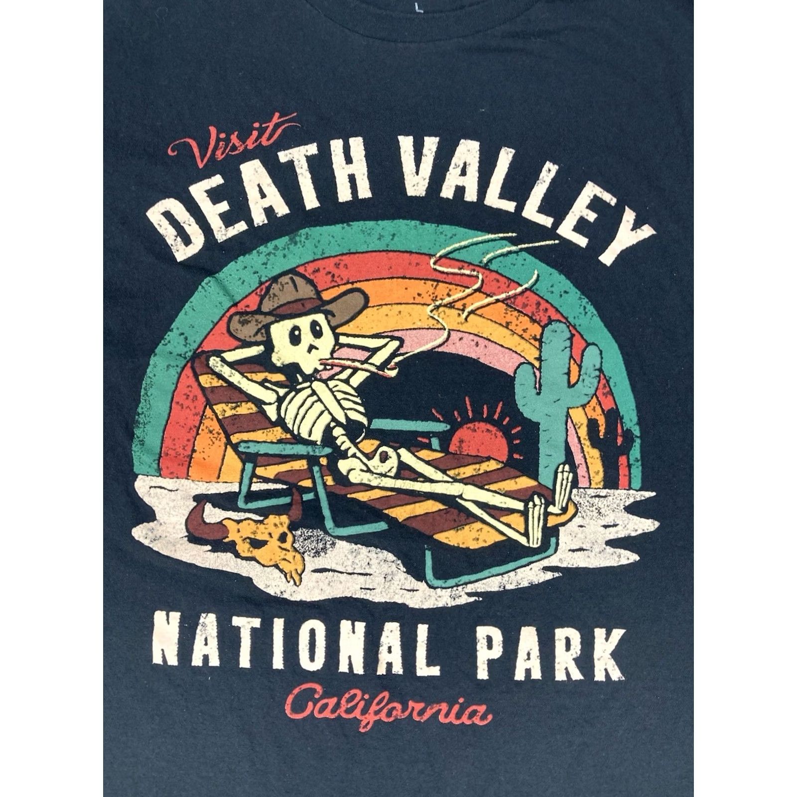 Vintage National Parks Society Death Valley California Graphic T-shirt Women Large Black Size L / US 10 / IT 46 - 2 Thumbnail
