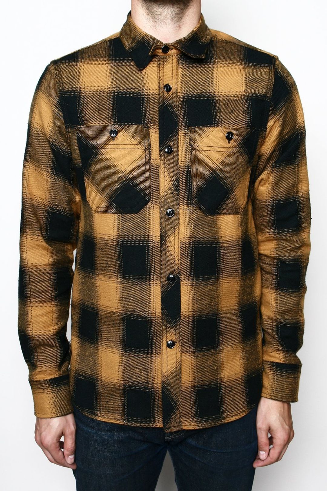 image of Rogue Territory Bm Work Shirt - Gold Neppy Plaid in Yellow, Men's (Size Medium)