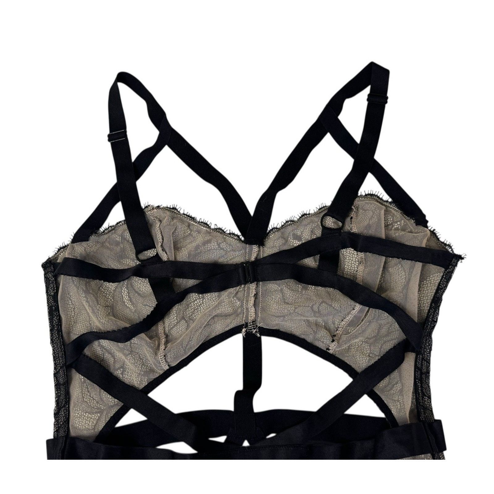 Victoria's Secret VICTORIA’S SECRET Strappy Bodysuit Chantilly Lace Teddy L Size ONE SIZE - 7 Thumbnail