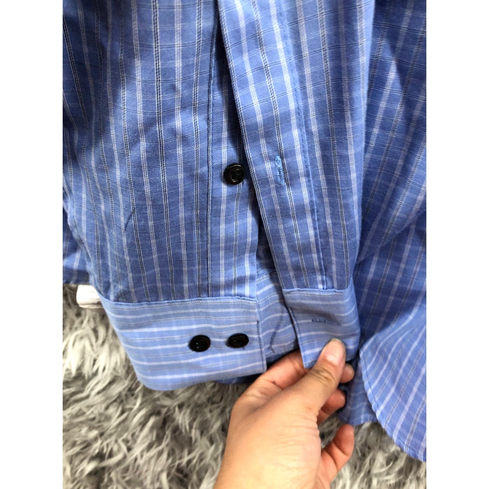 Kenneth Cole Kenneth Cole Shirt XL Mens Blue Plaid Long Sleeve Button-Up Spread Collar Casual All Seasons Size US XL / EU 56 / 4 - 2 Thumbnail