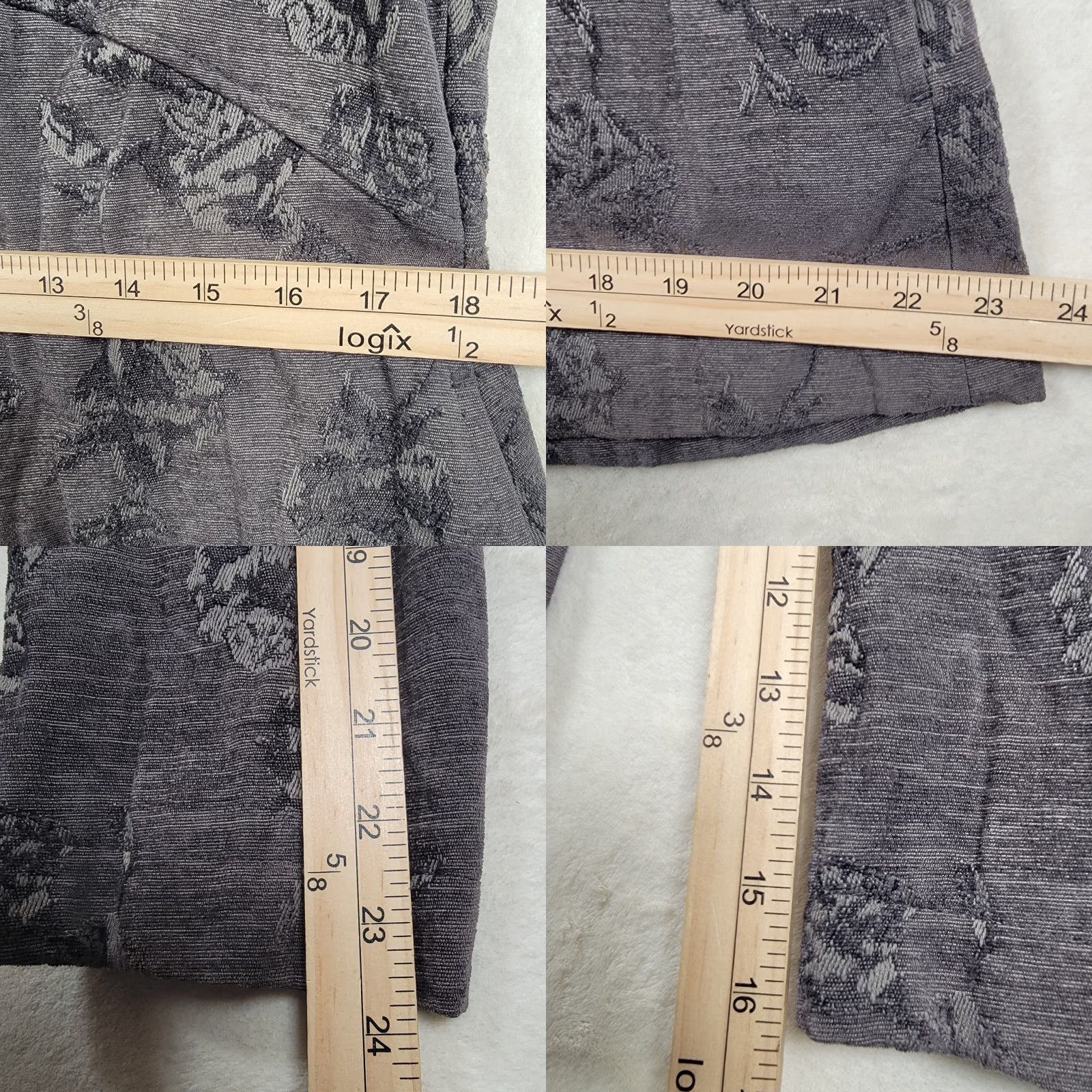 J. Jill J. Jill Blazer Jacket Women's M Gray Velvety Tapestry Floral Roses Button Closure Lapel Boho Modern Casual Pockets 3 Buttons Size M / US 6-8 / IT 42-44 - 8 Thumbnail