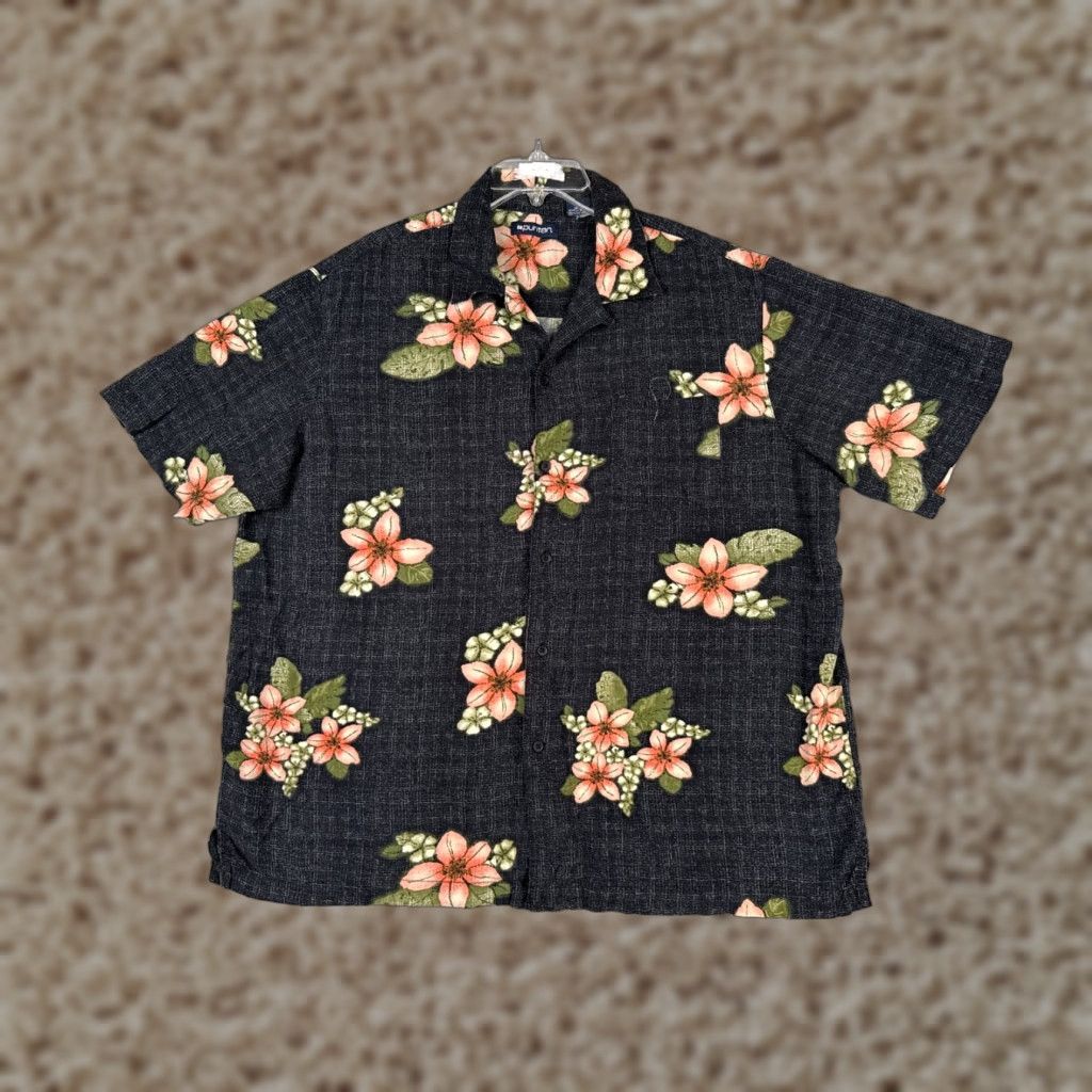 Pinko Puritan Shirt Men 100% Rayon Short Sleeve Button-Up Black Pink Floral Hawaiian XL Mens Size US XL / EU 56 / 4 - 1 Thumbnail