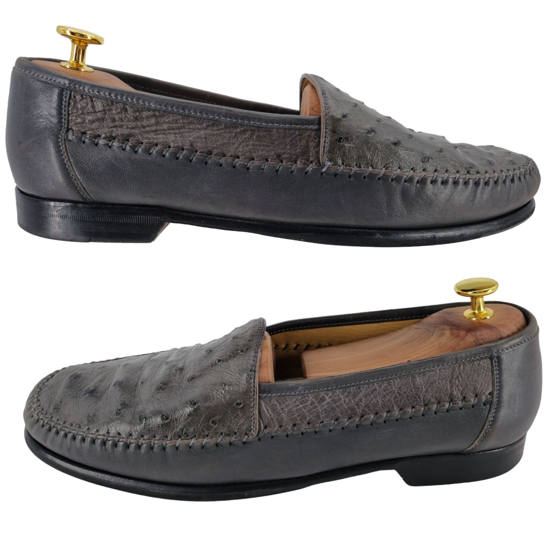 Other Avventura Exotic Gray Grey Ostrich Leather Dress Shoes Men S Size US 9.5 / EU 42-43 - 4 Thumbnail