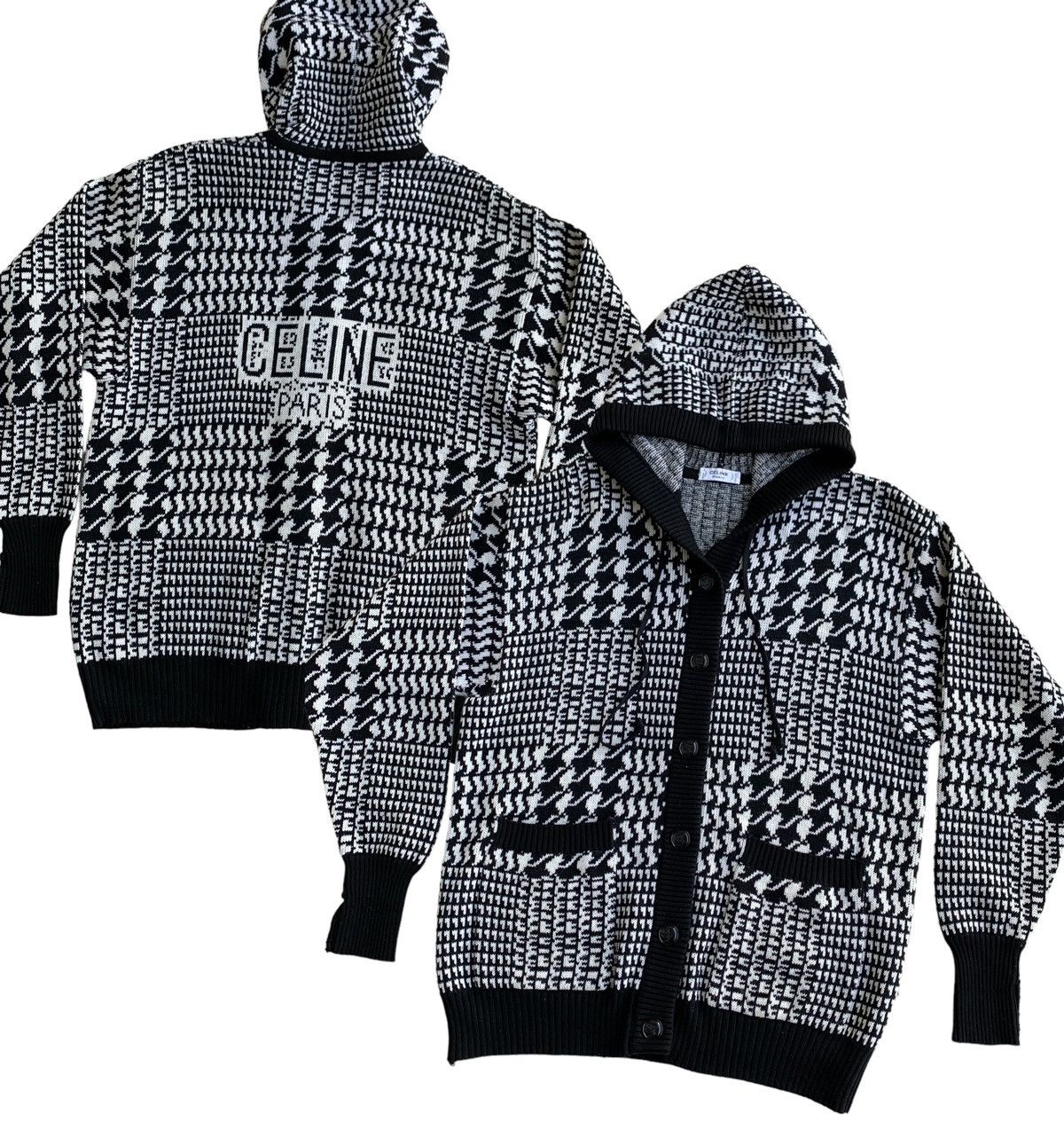 Celine Celine Paris Logo Knitted Hoodie Size S / US 4 / IT 40 - 2 Thumbnail
