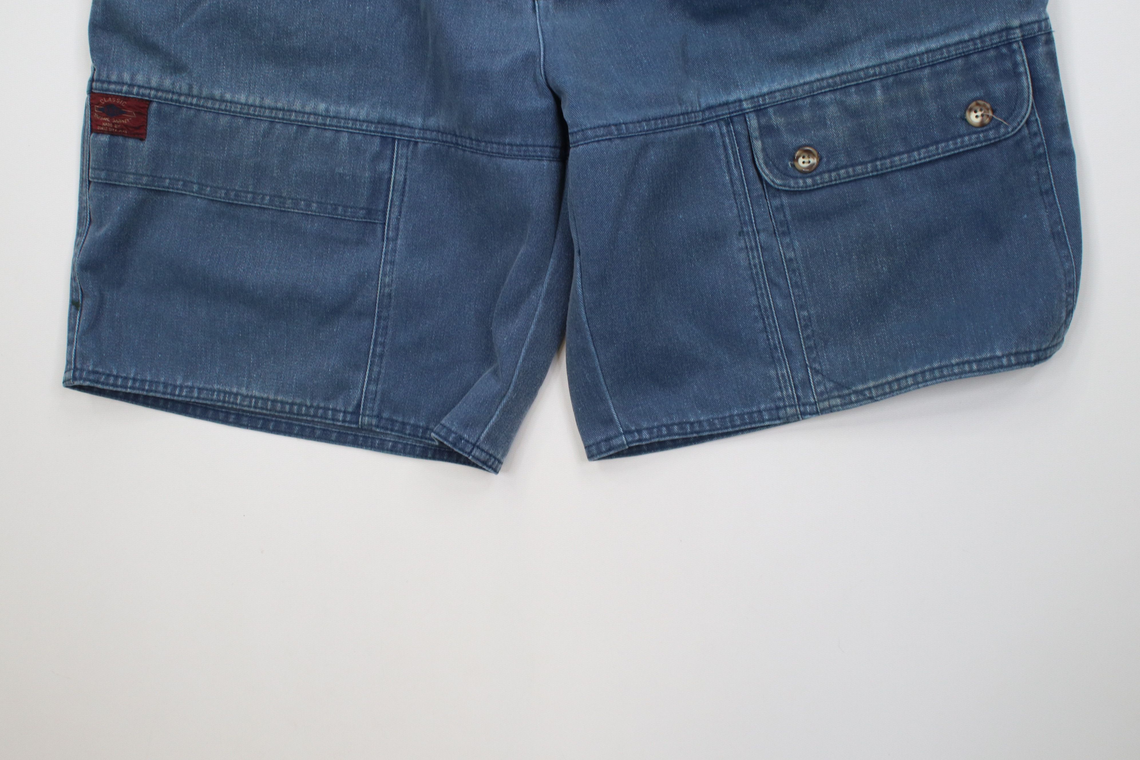 Vintage Vintage 90s Streetwear Stonewash Baggy Cargo Shorts Blue Size US 36 / EU 52 - 4 Thumbnail