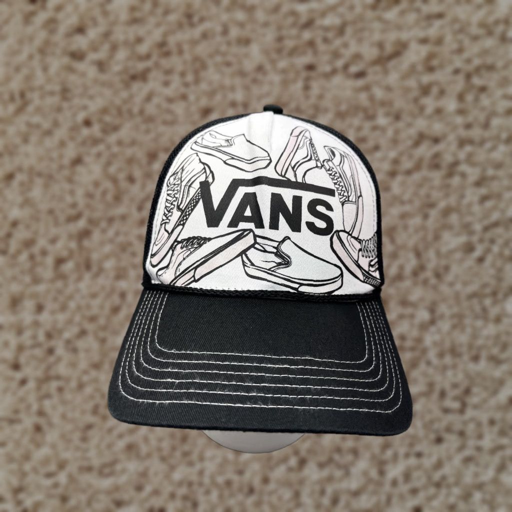 Vintage Vans x Otto Hat Cap Snap Back Adult One Size Black Cotton Polyester Trucker Hat Size ONE SIZE - 1 Thumbnail