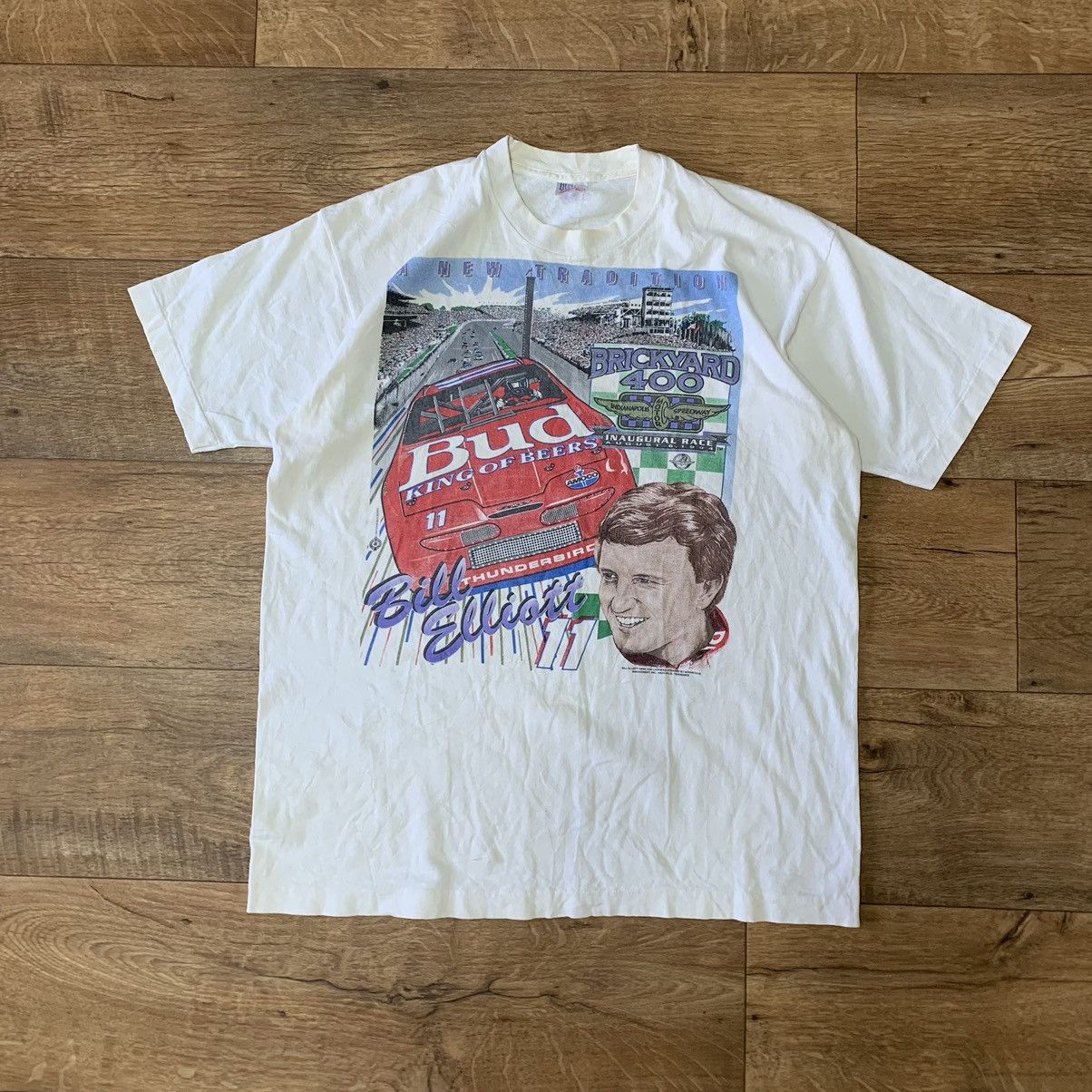 Budweiser × Vintage Vintage 1994 Budweiser Bill Elliot T-shirt Size US XL / EU 56 / 4 - 1 Thumbnail