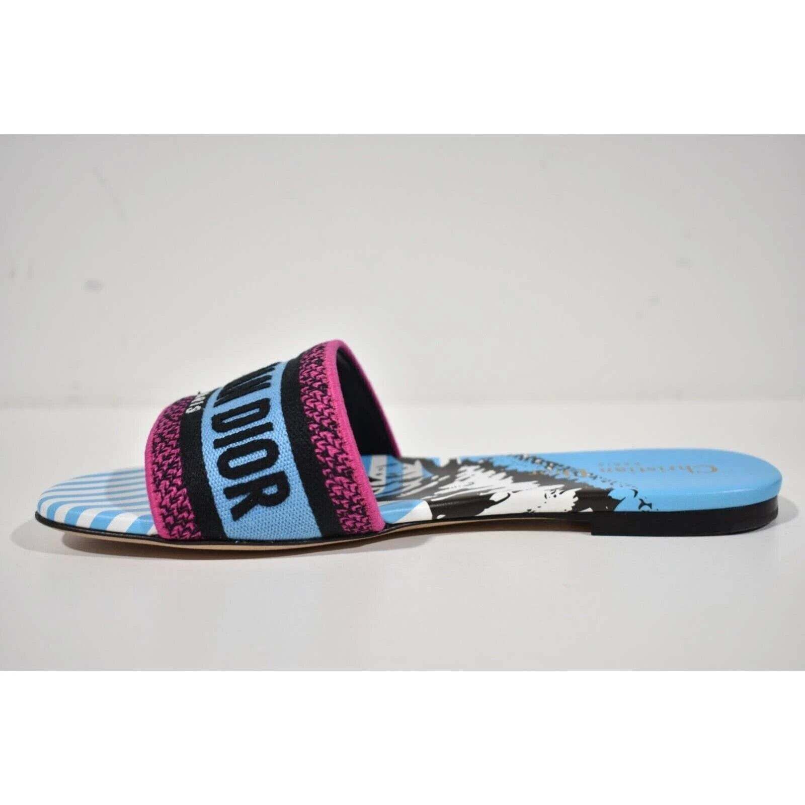 Dior Dway D Jungle Embroidered Logo Slide Flat Sandal 42 Size US 12 / IT 42 - 9 Thumbnail