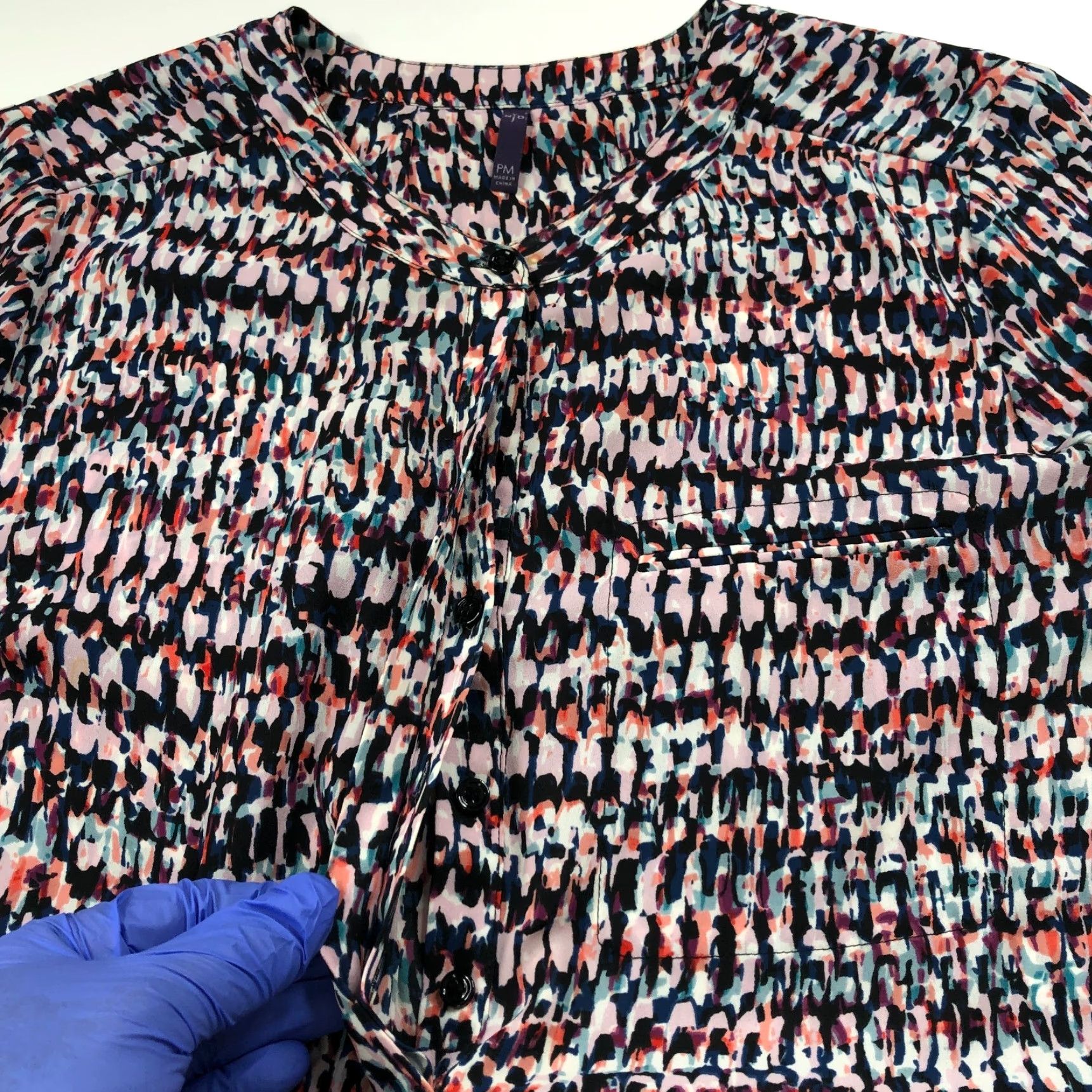 NYDJ NYDJ Blouse Multicolor Abstract Peasant Button 3/4 Sleeve Round Neck Smock Popover Knit Lightweight Casual Womens Medium Size M / US 6-8 / IT 42-44 - 6 Thumbnail