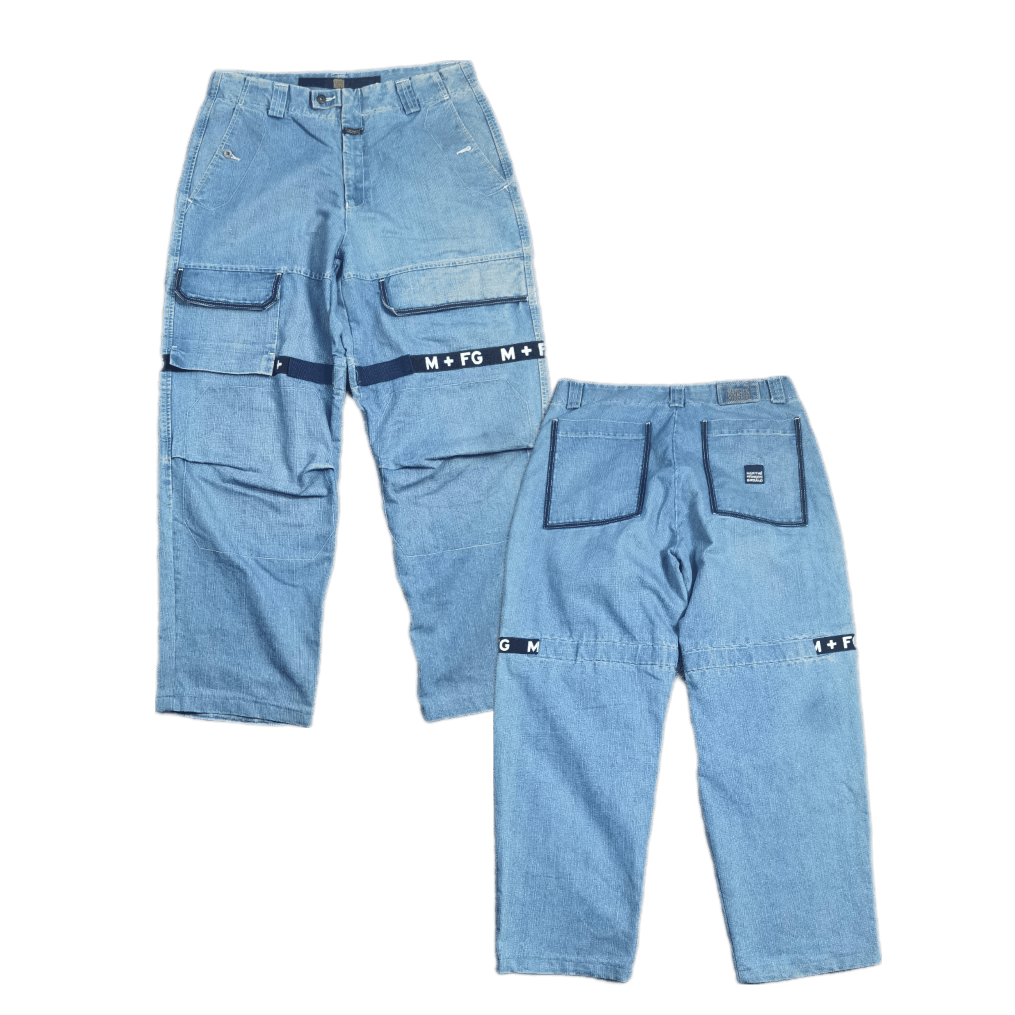 image of Jnco x Marithe Francois Girbaud Vintage M+ Fg Denim Baggy Cargo Pants in Blue, Men's (Size 36)