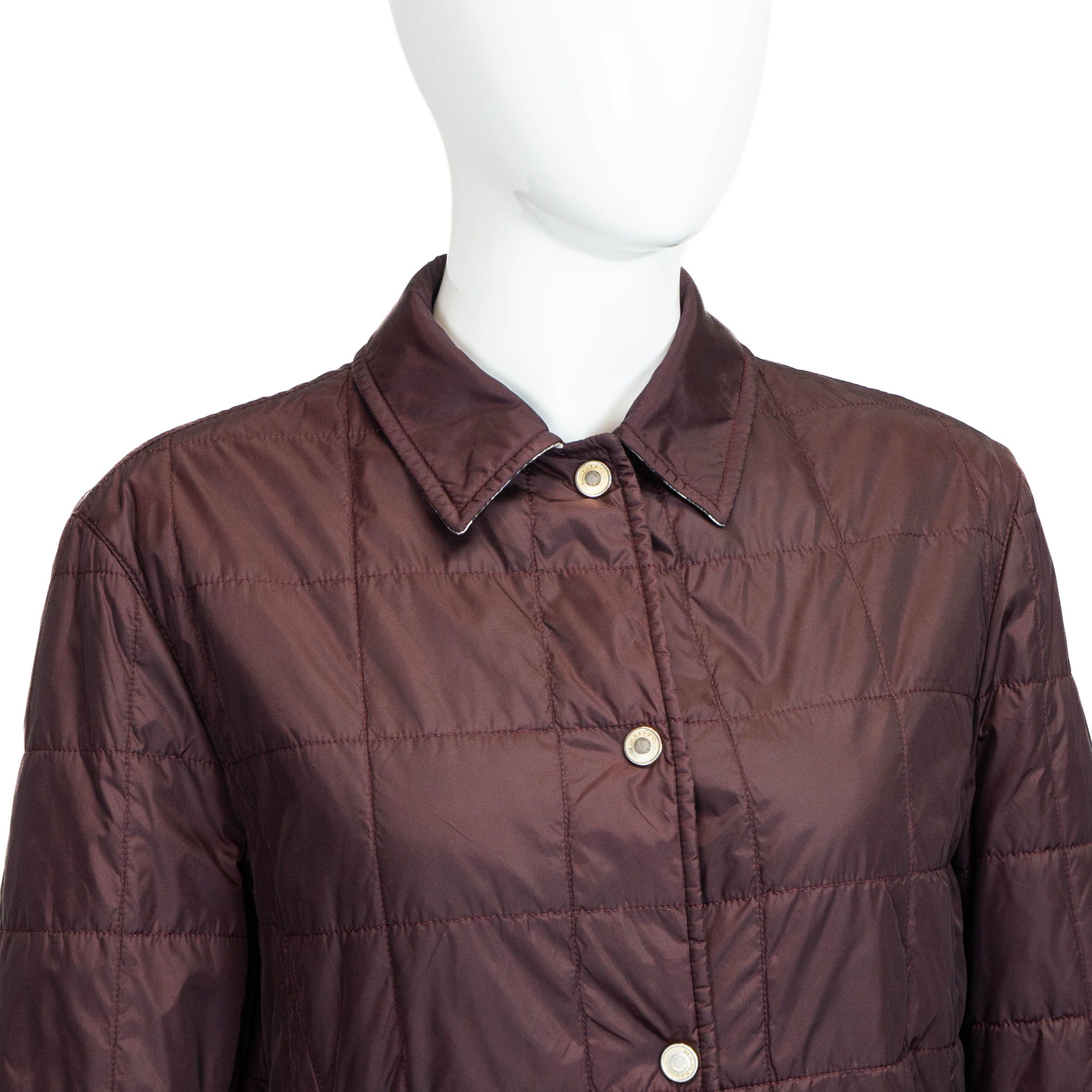 Burberry BURBERRY Check Women Quilted Jacket Burgundy Vintage 90s 00s Size S / US 4 / IT 40 - 3 Thumbnail