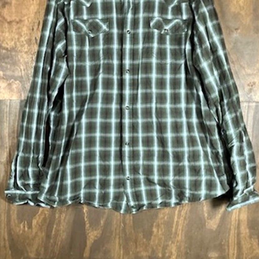 Cody James Cody James Mens Shirt Dark Green Western Plaid 3XLT Pearl Snap Button-Up Tail Tall Fit Western Shirt Size US XXL / EU 58 / 5 - 3 Thumbnail