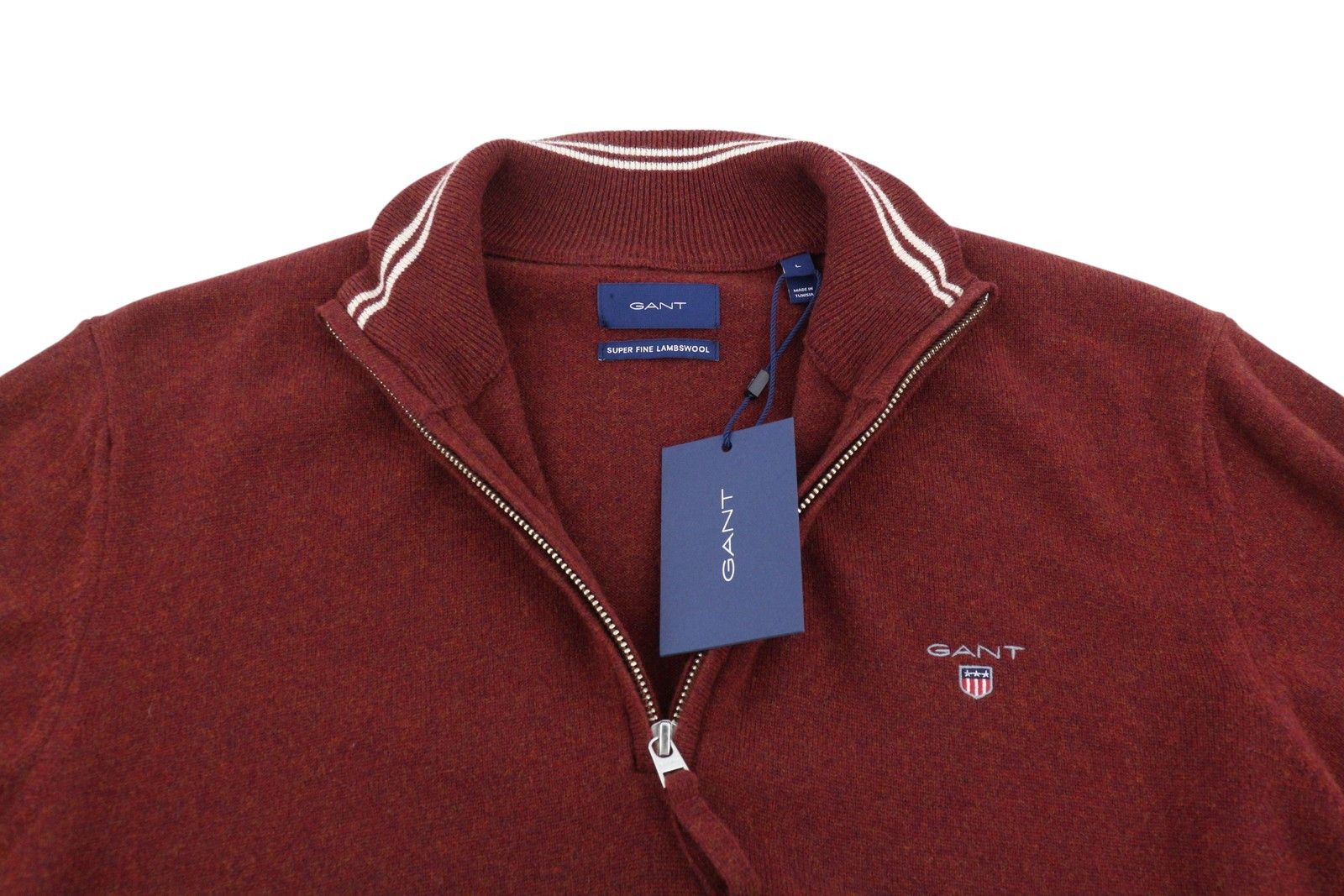 Gant SUPER FINE LAMBSWOOL HALF ZIP L Royal Port Red Jumper 87309 Size US L / EU 52-54 / 3 - 4 Thumbnail