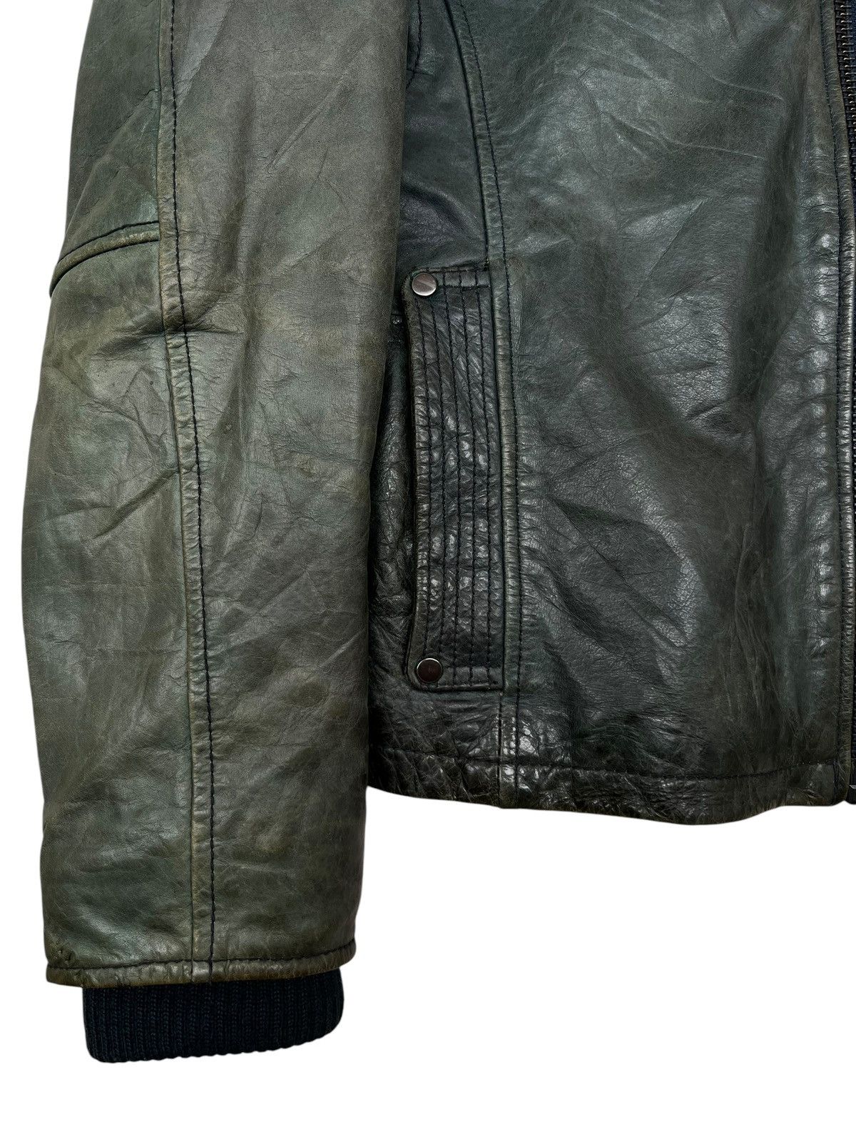 Avirex Zipper Sunfaded Distressed Racing Leather Jacket